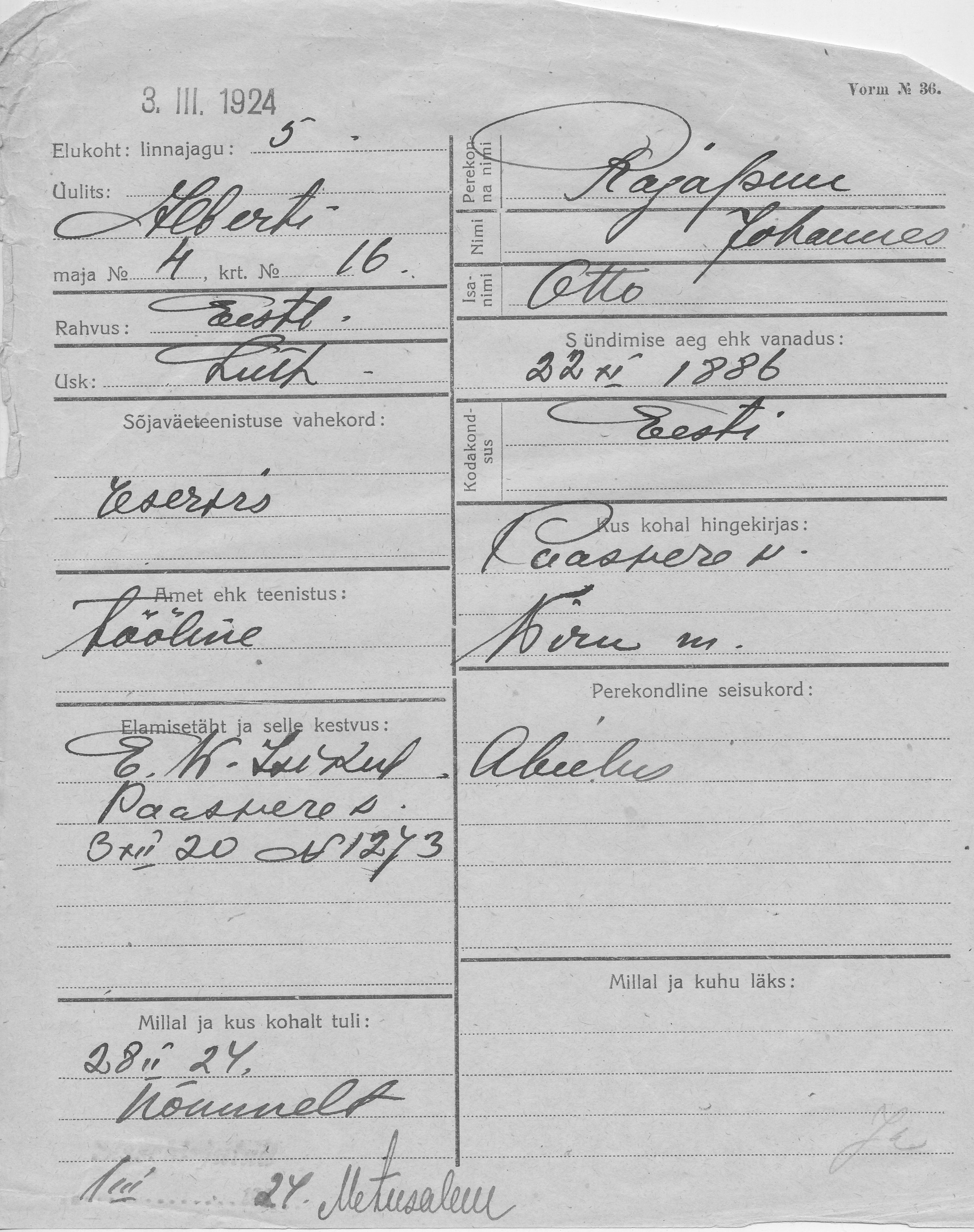 Rajapuu, Johannes, Otto