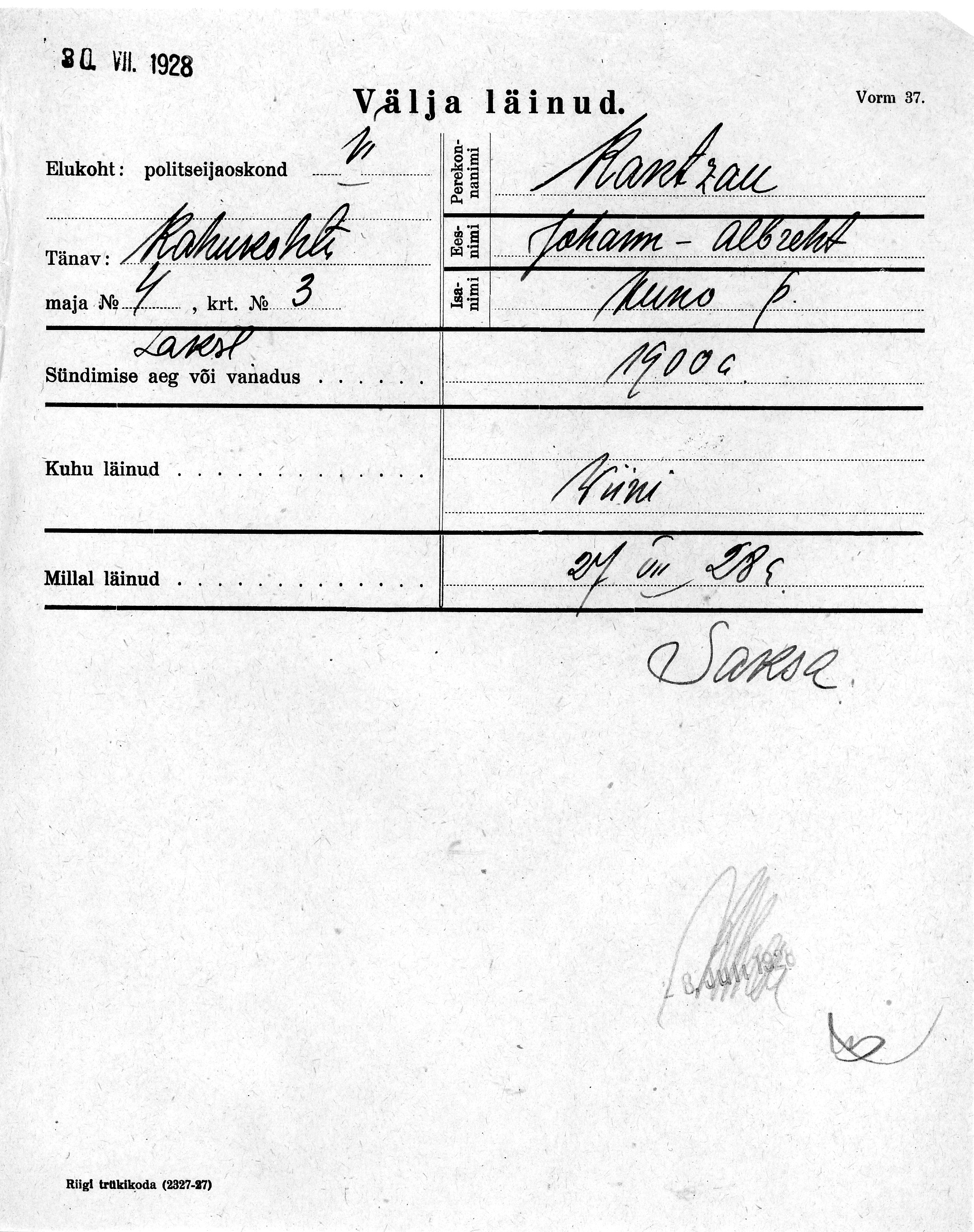 Rantzau, Johann-Albreht, Heino