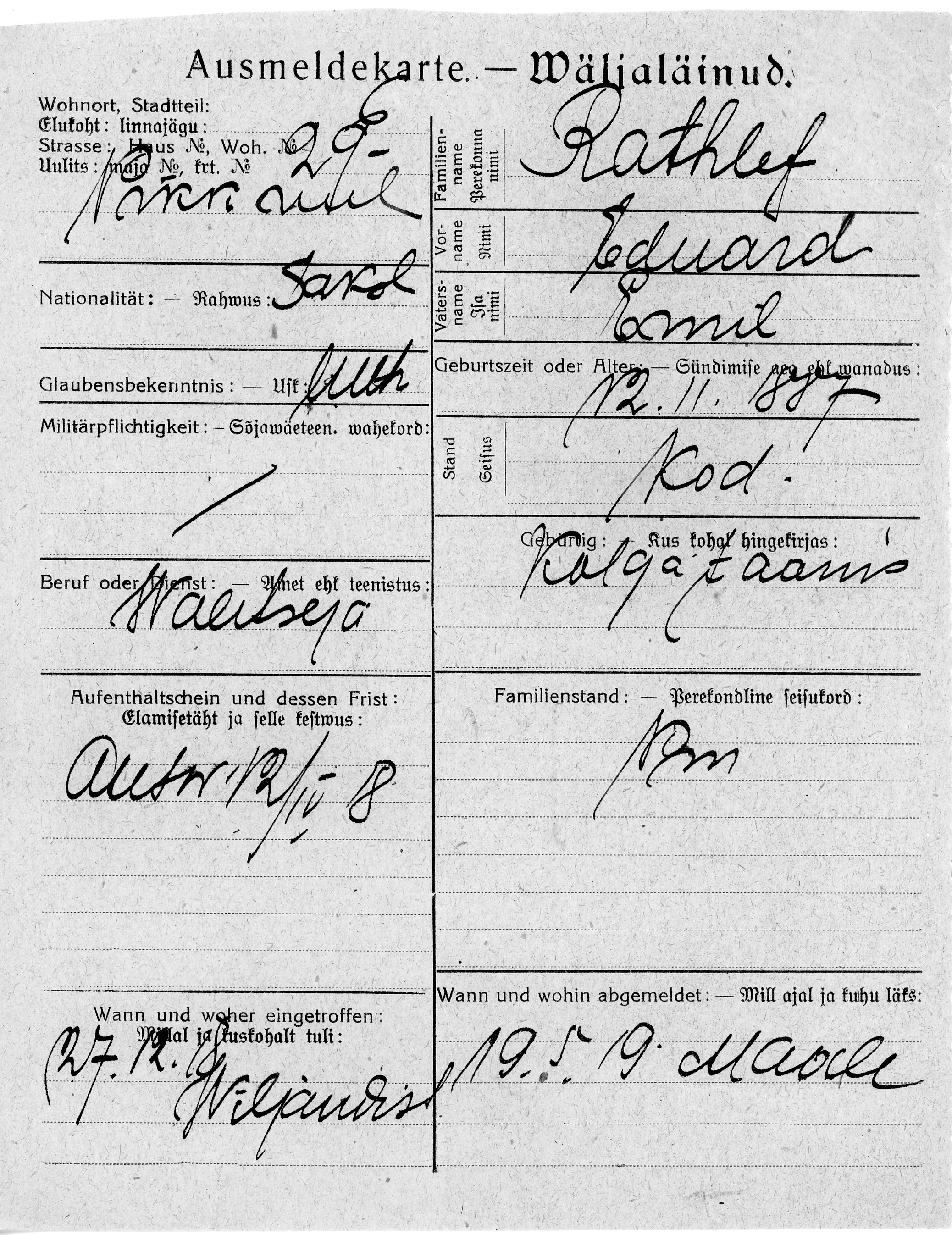 Rathlef, Eduard, Emil