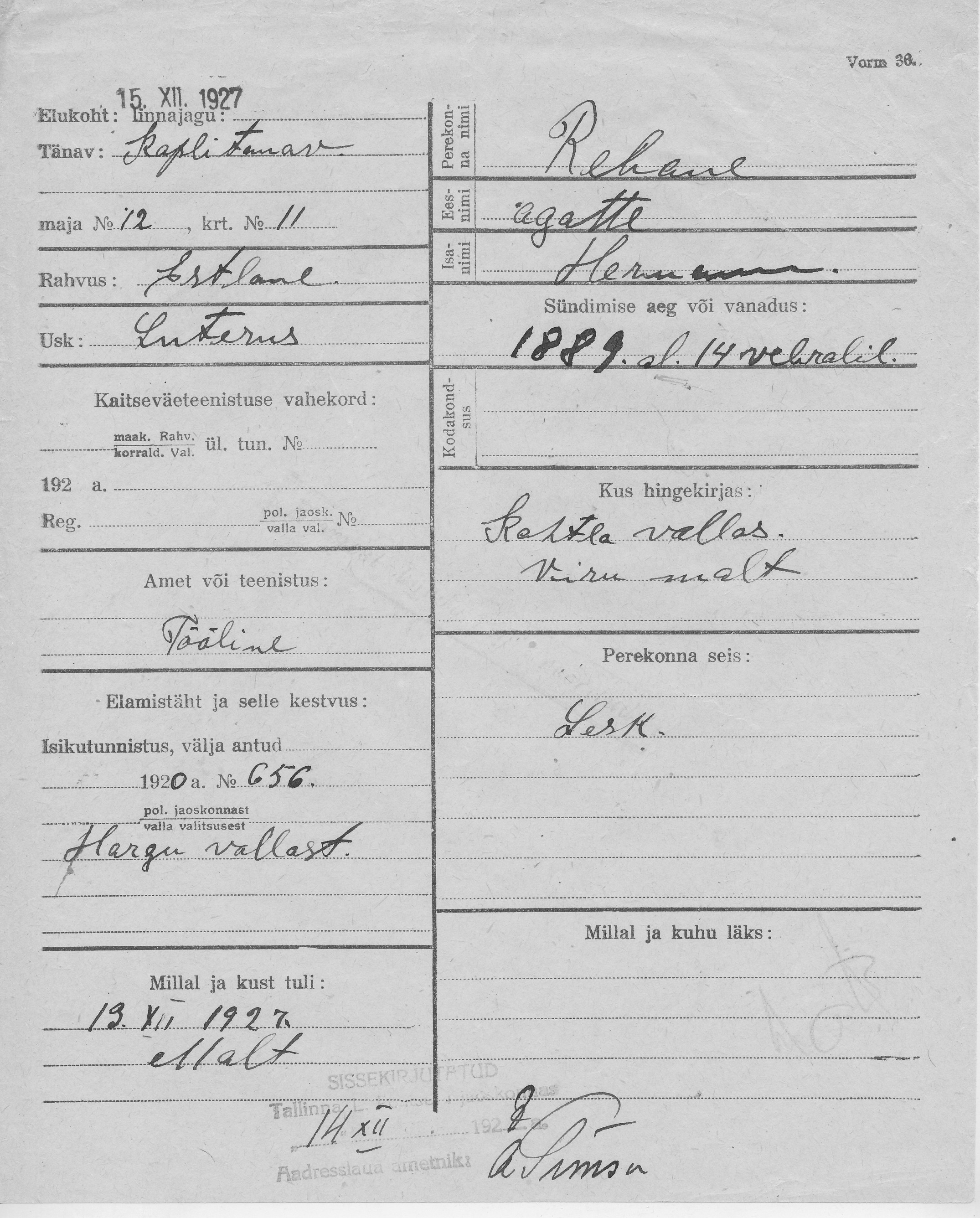 Rebane, Agatte, Hermann