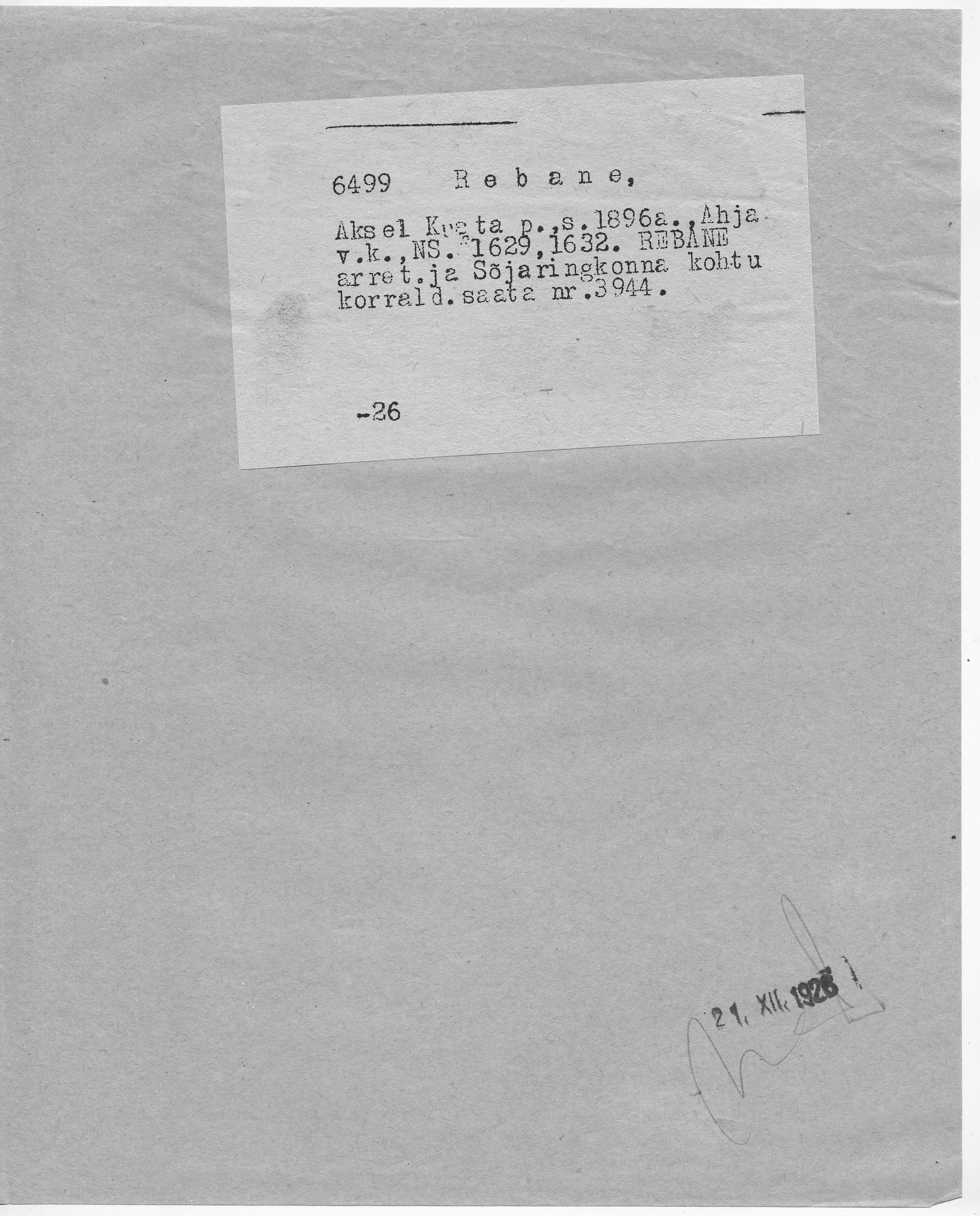 Rebane, Aksel, Kusta