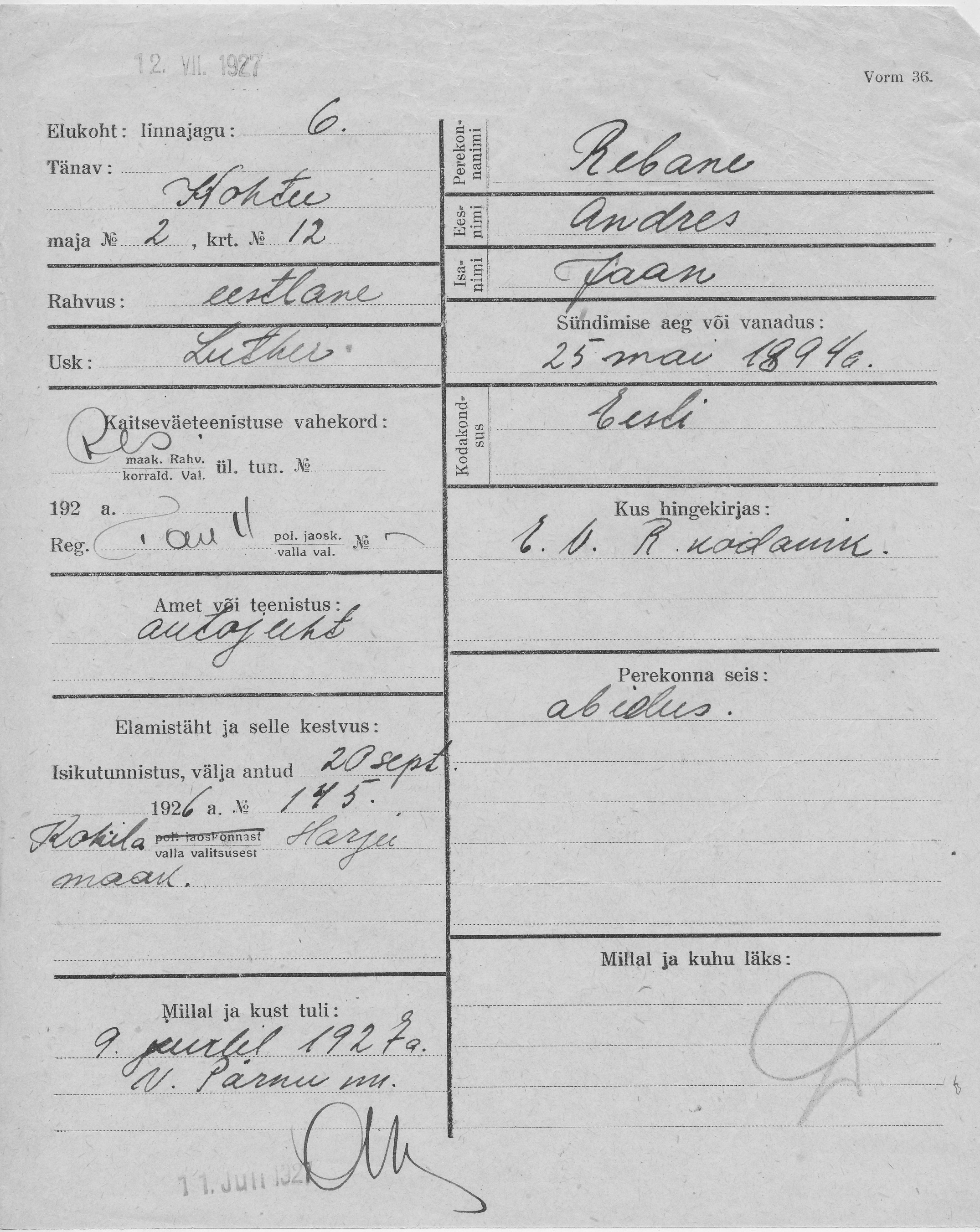 Rebane, Andres, Jaan