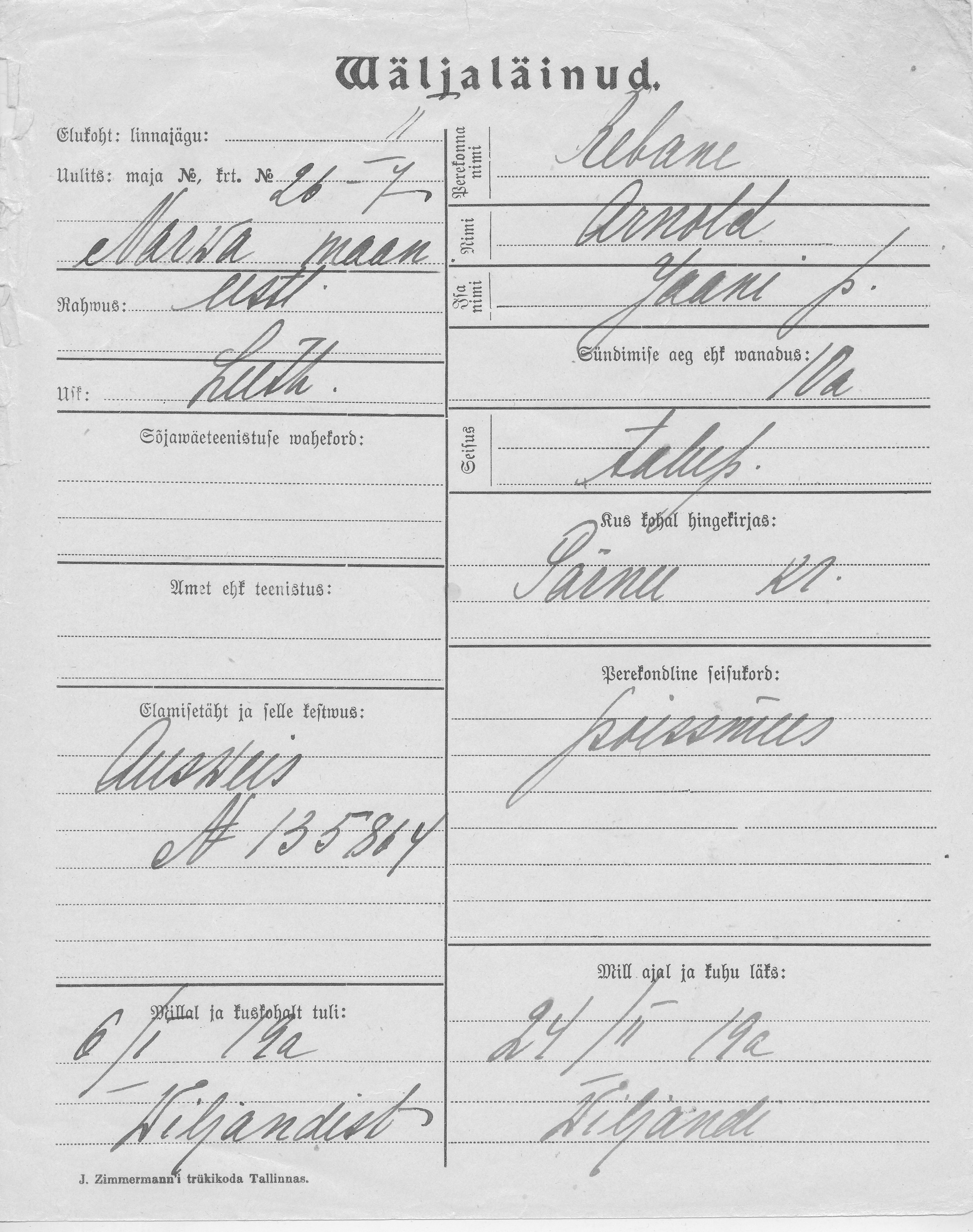 Rebane, Arnold, Jaan