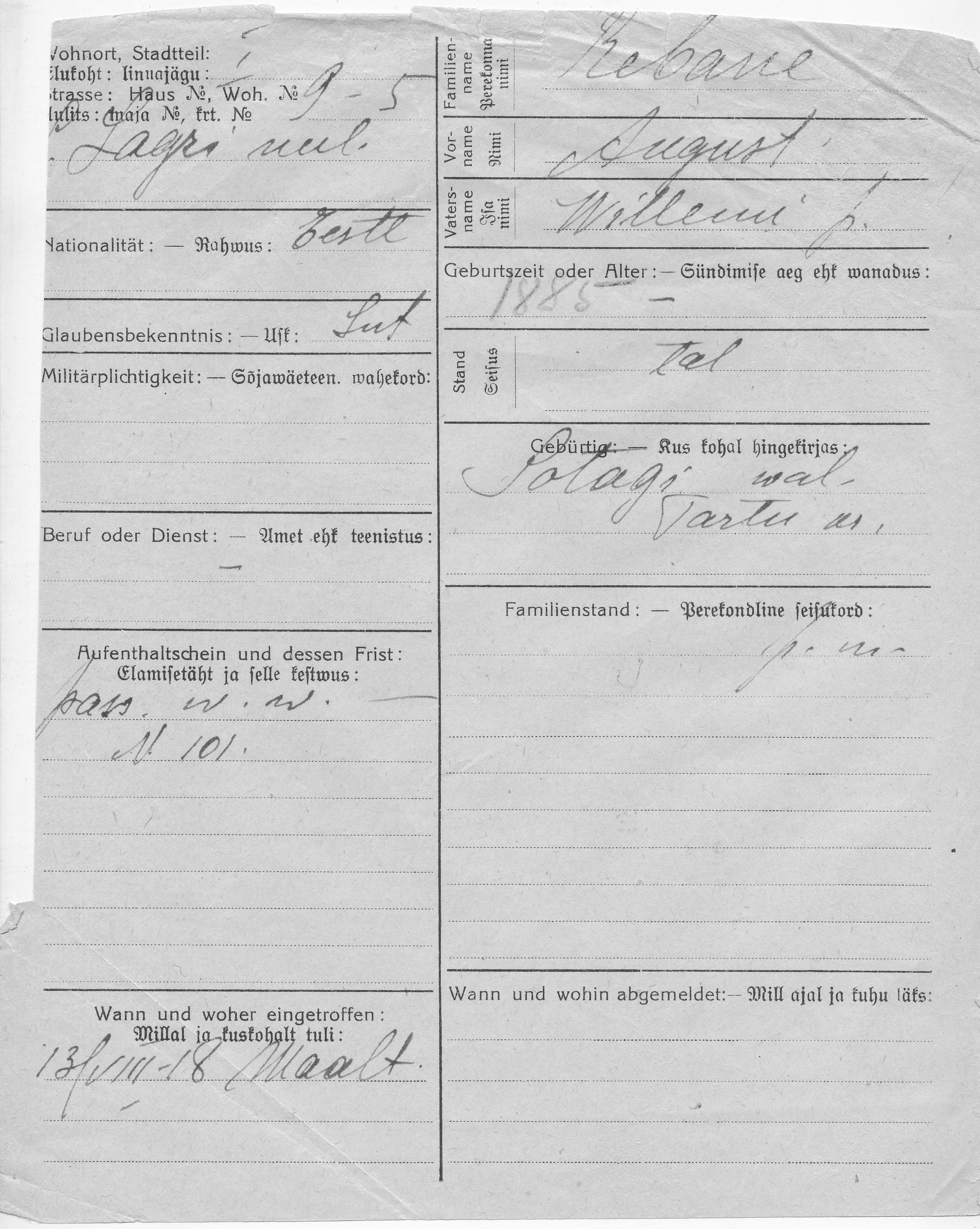 Rebane, August, Willem