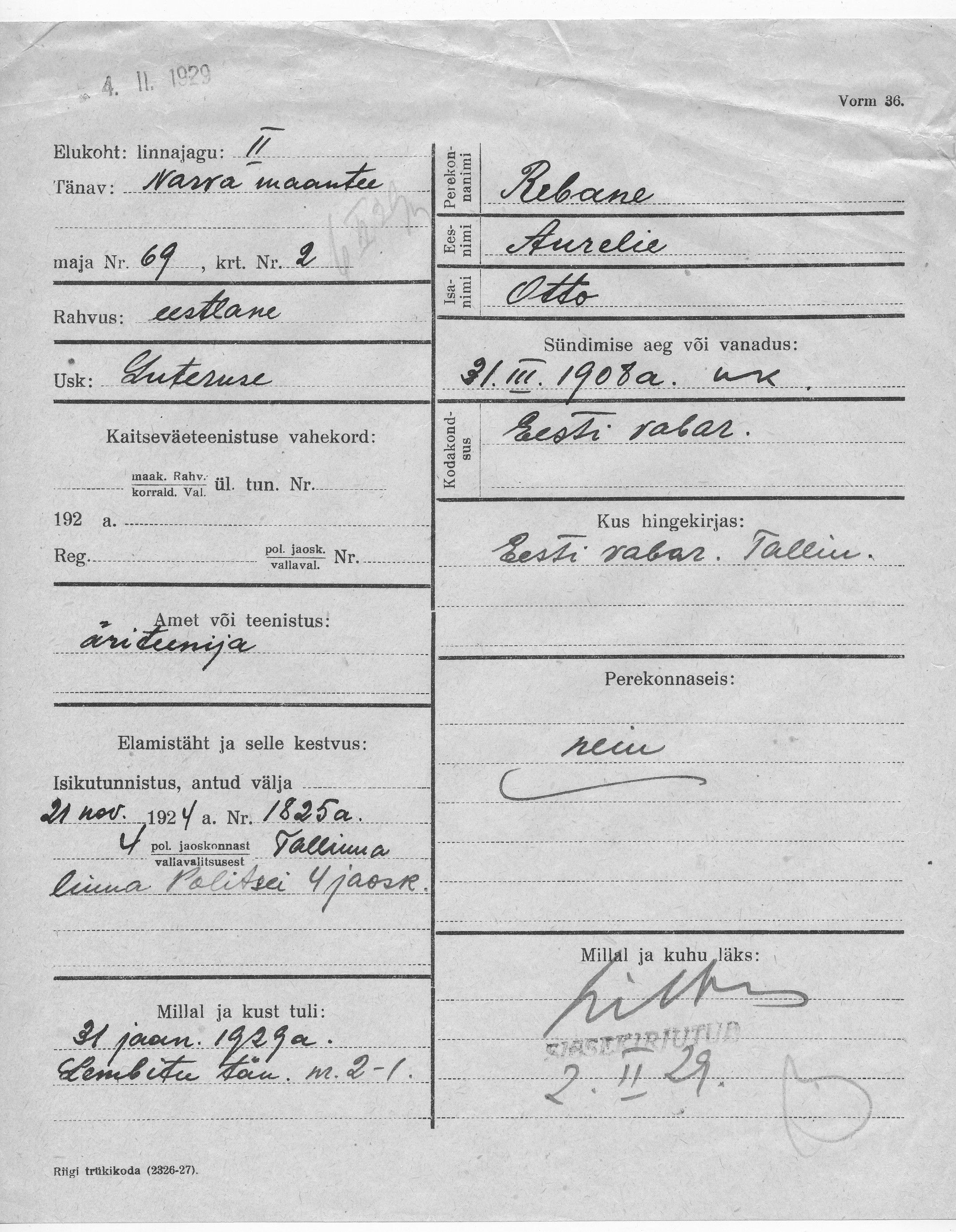 Rebane, Aurelie, Otto