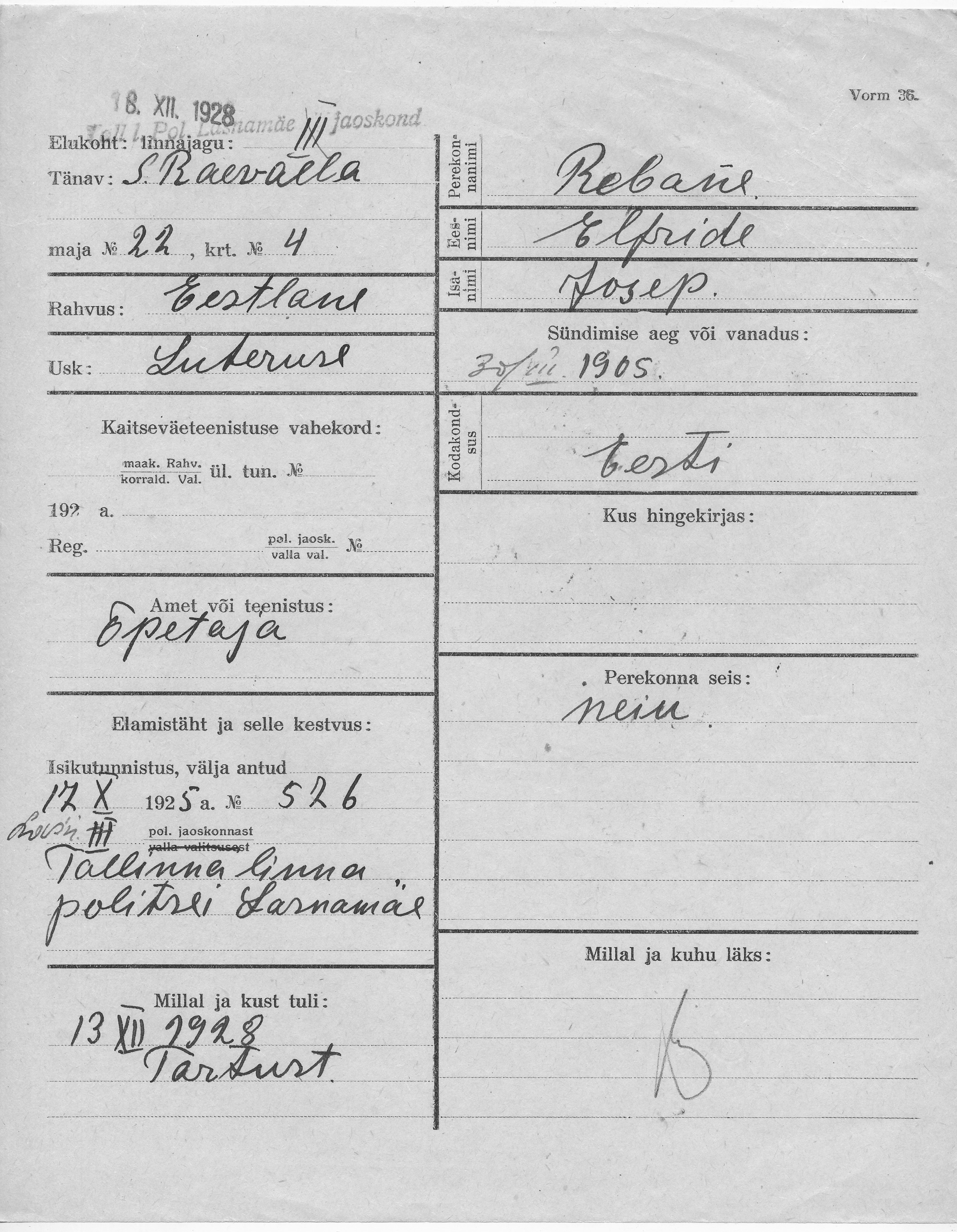 Rebane, Elfride, Josep