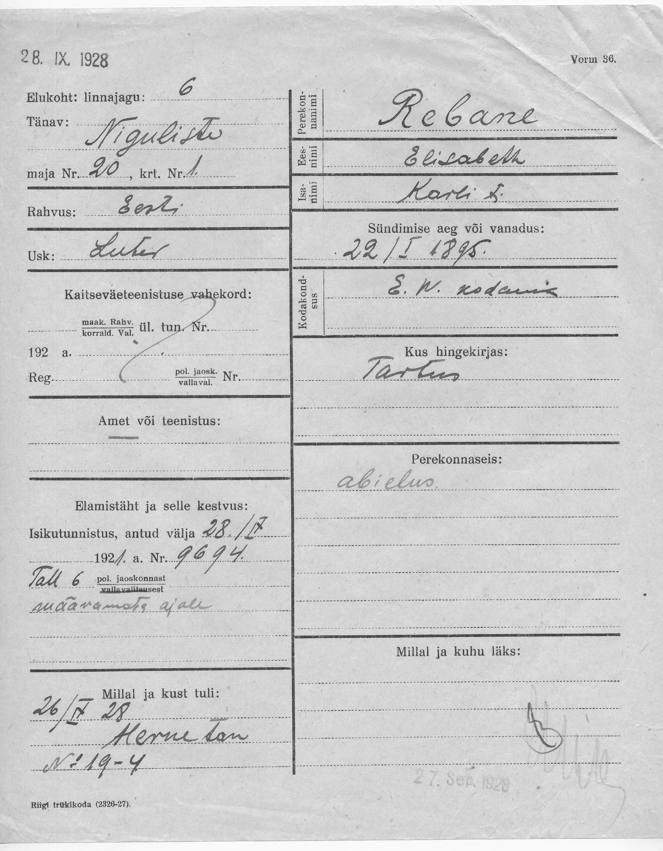 Rebane, Elisabeth, Karl