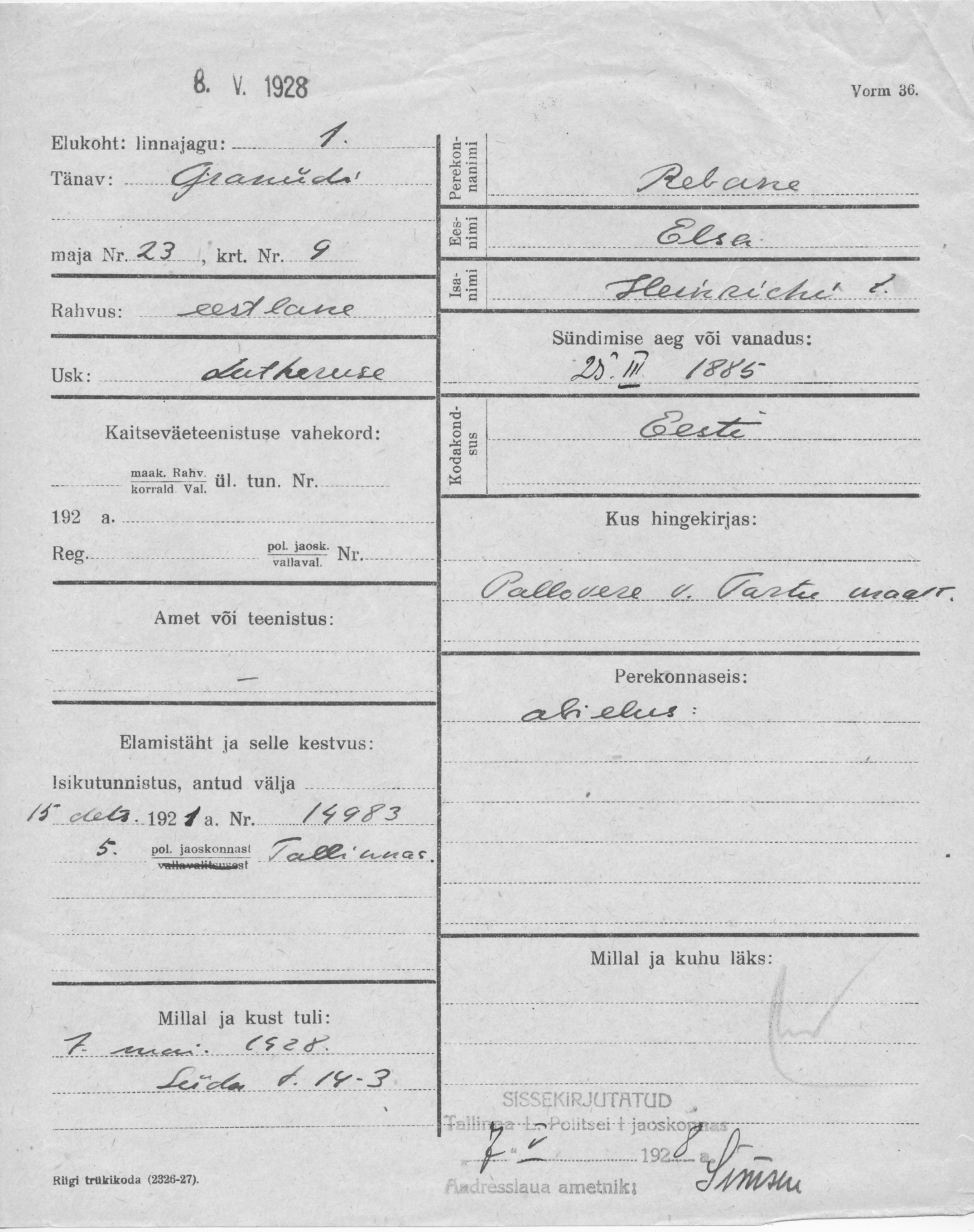 Rebane, Elsa, Heinrich