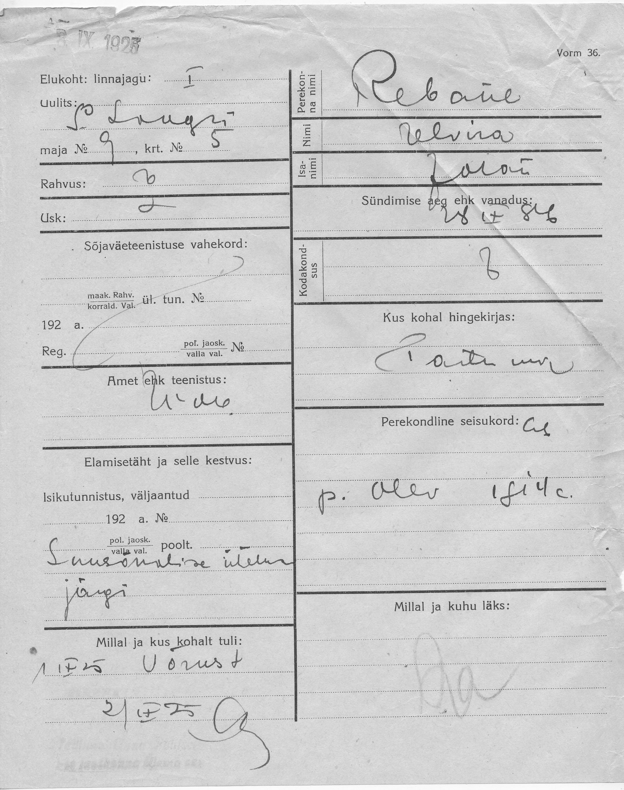 Rebane, Elvira, Johan