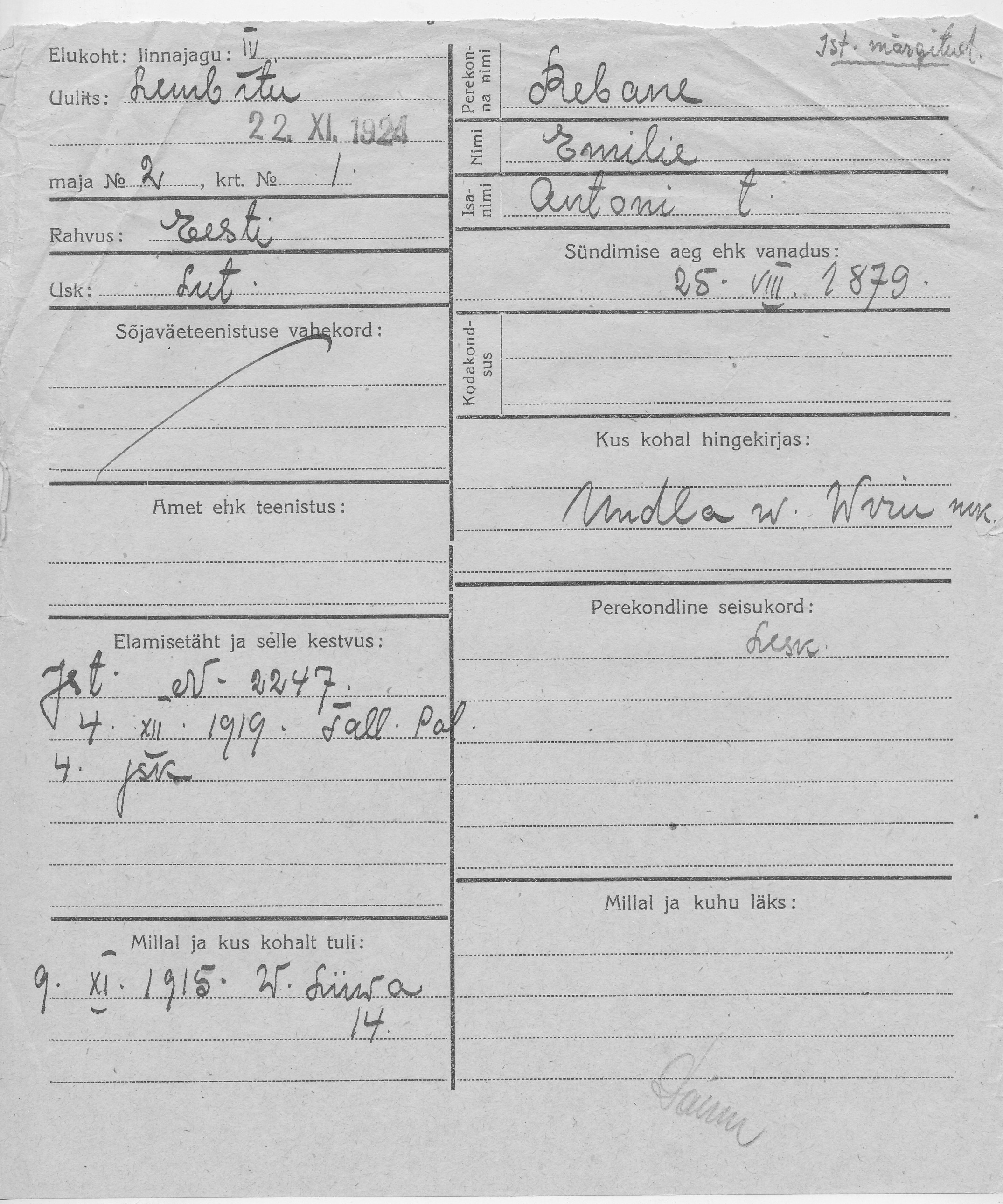 Rebane, Emilie, Anton