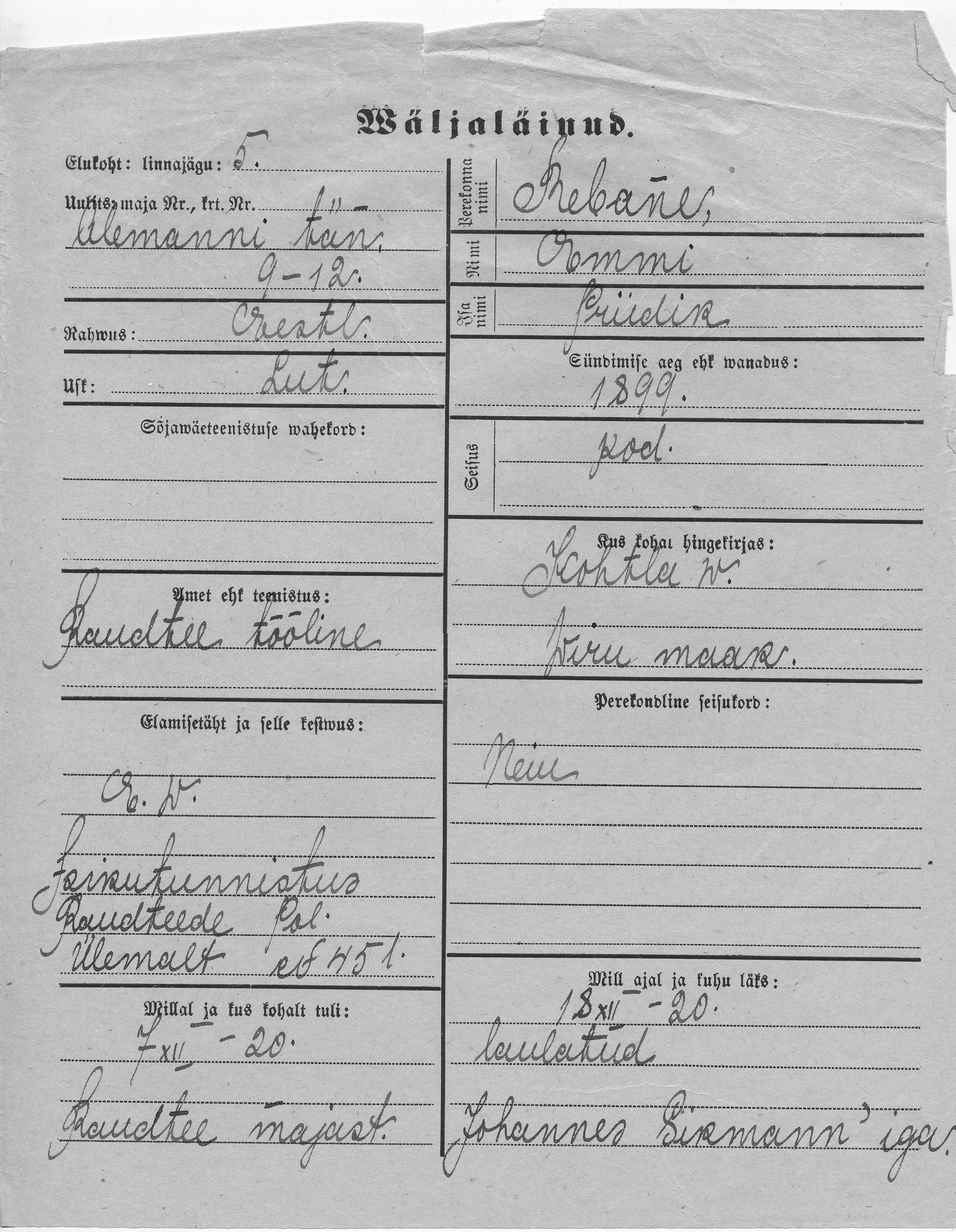 Rebane, Emmi, Priidik