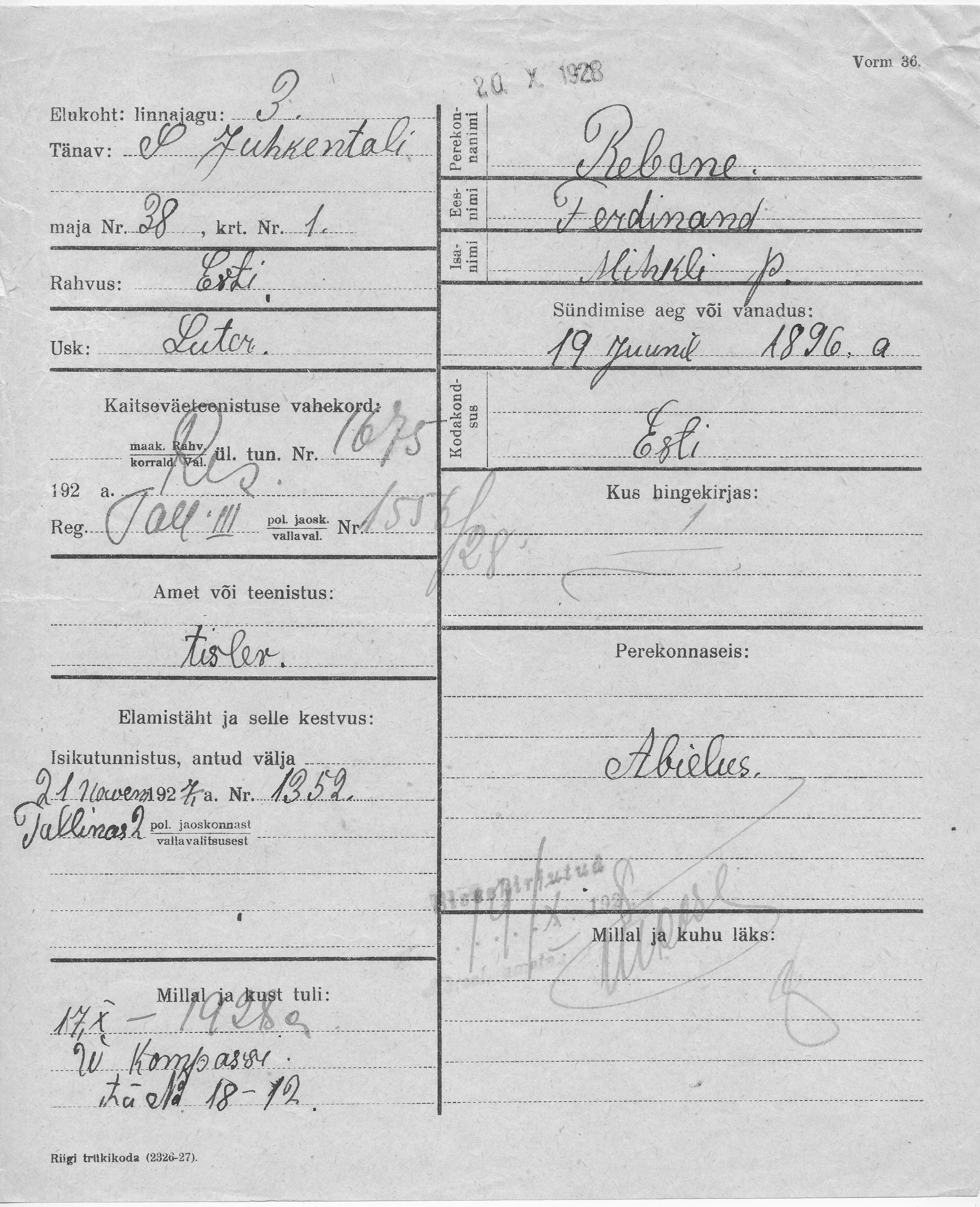 Rebane, Ferdinand, Mihkel