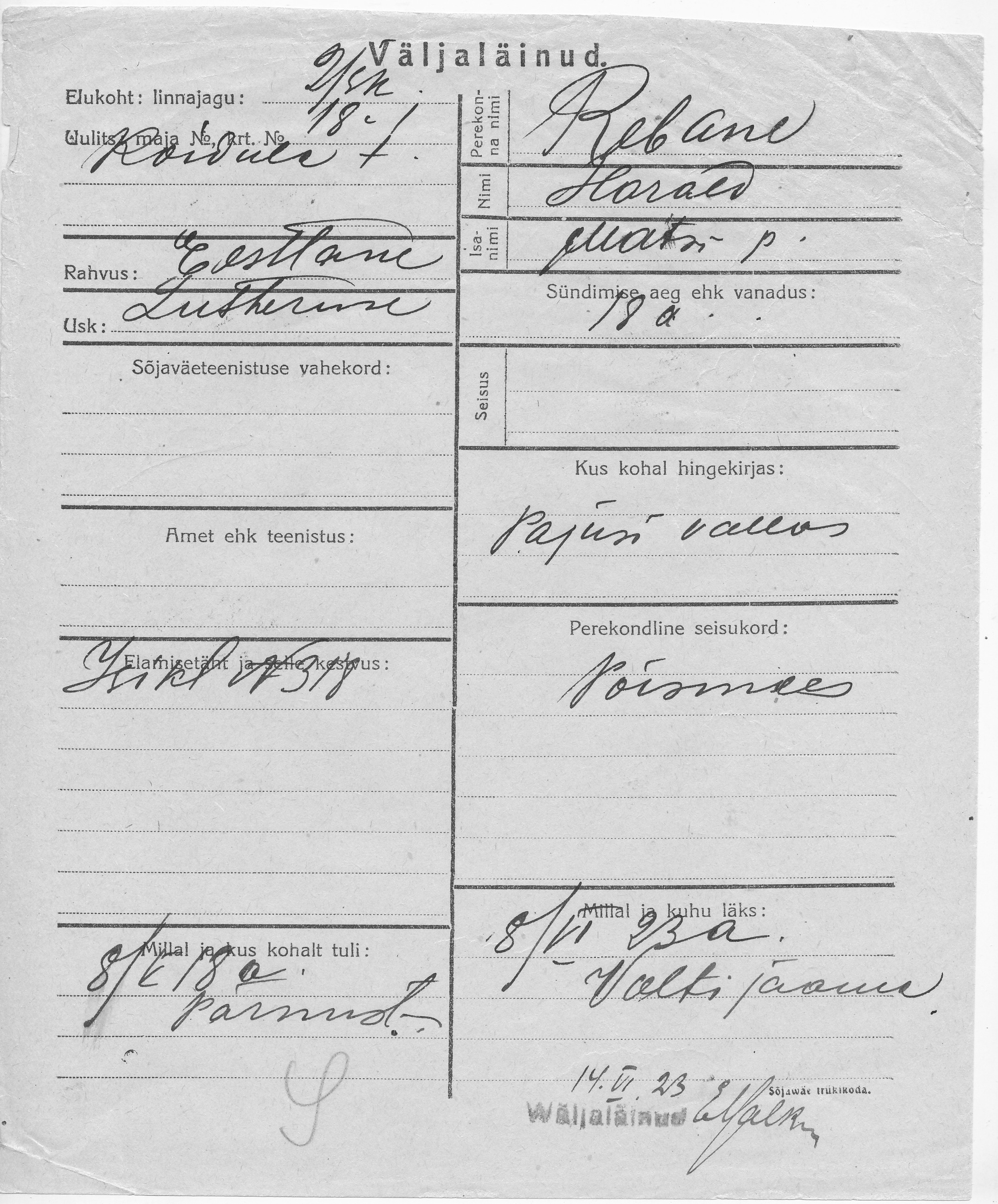 Rebane, Harald, Mats