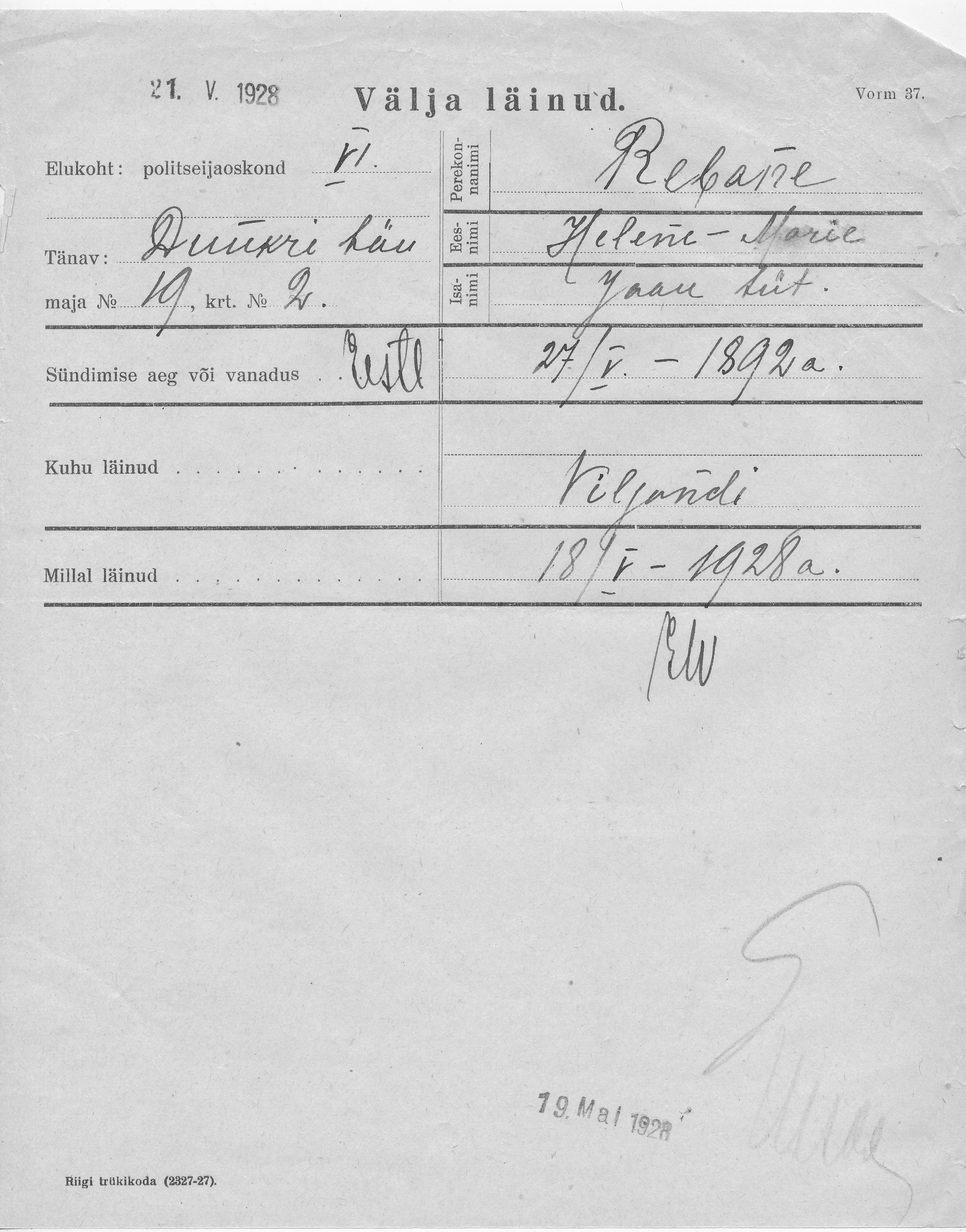 Rebane, Helene-Marie, Jaan