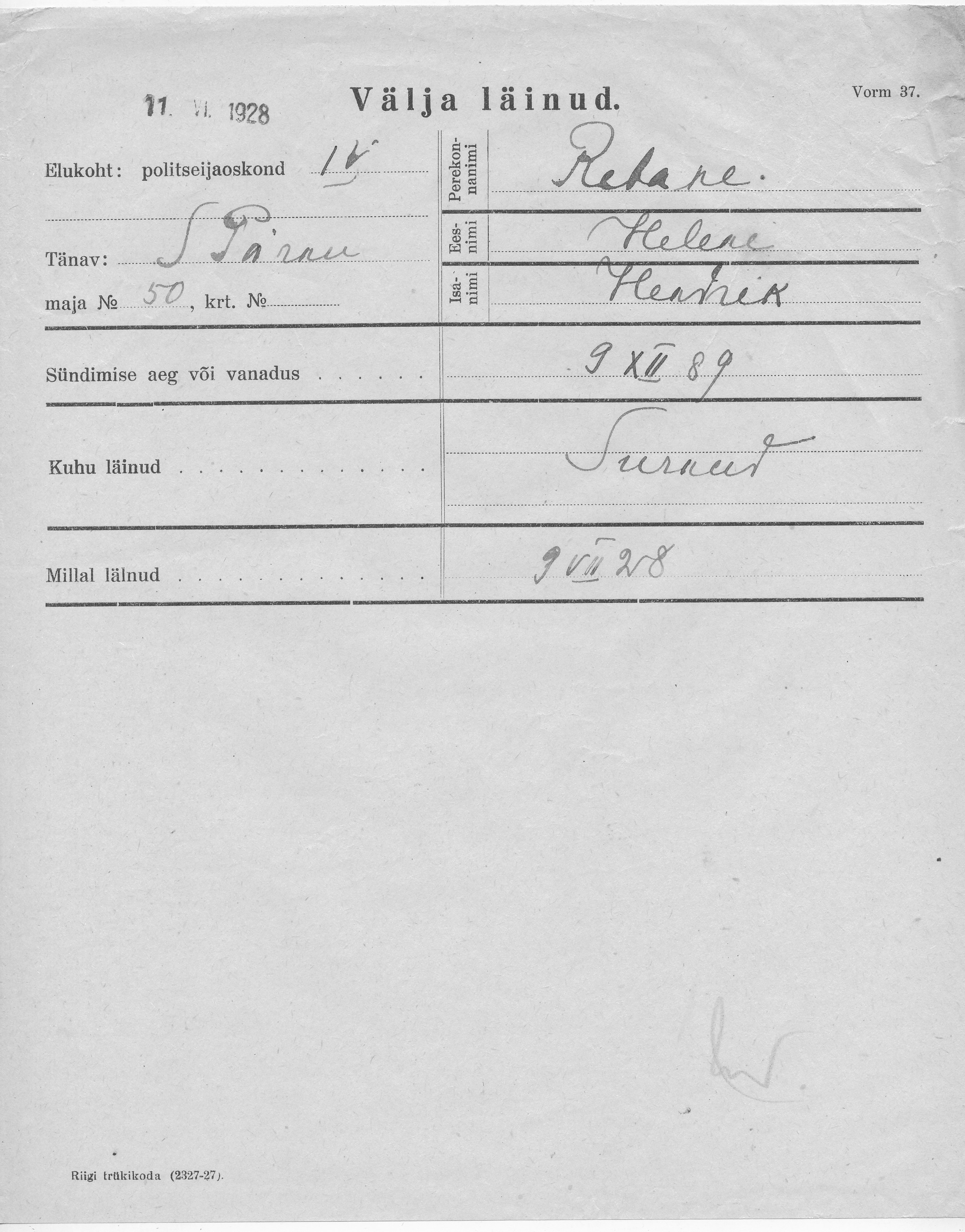 Rebane, Helene, Hendrik