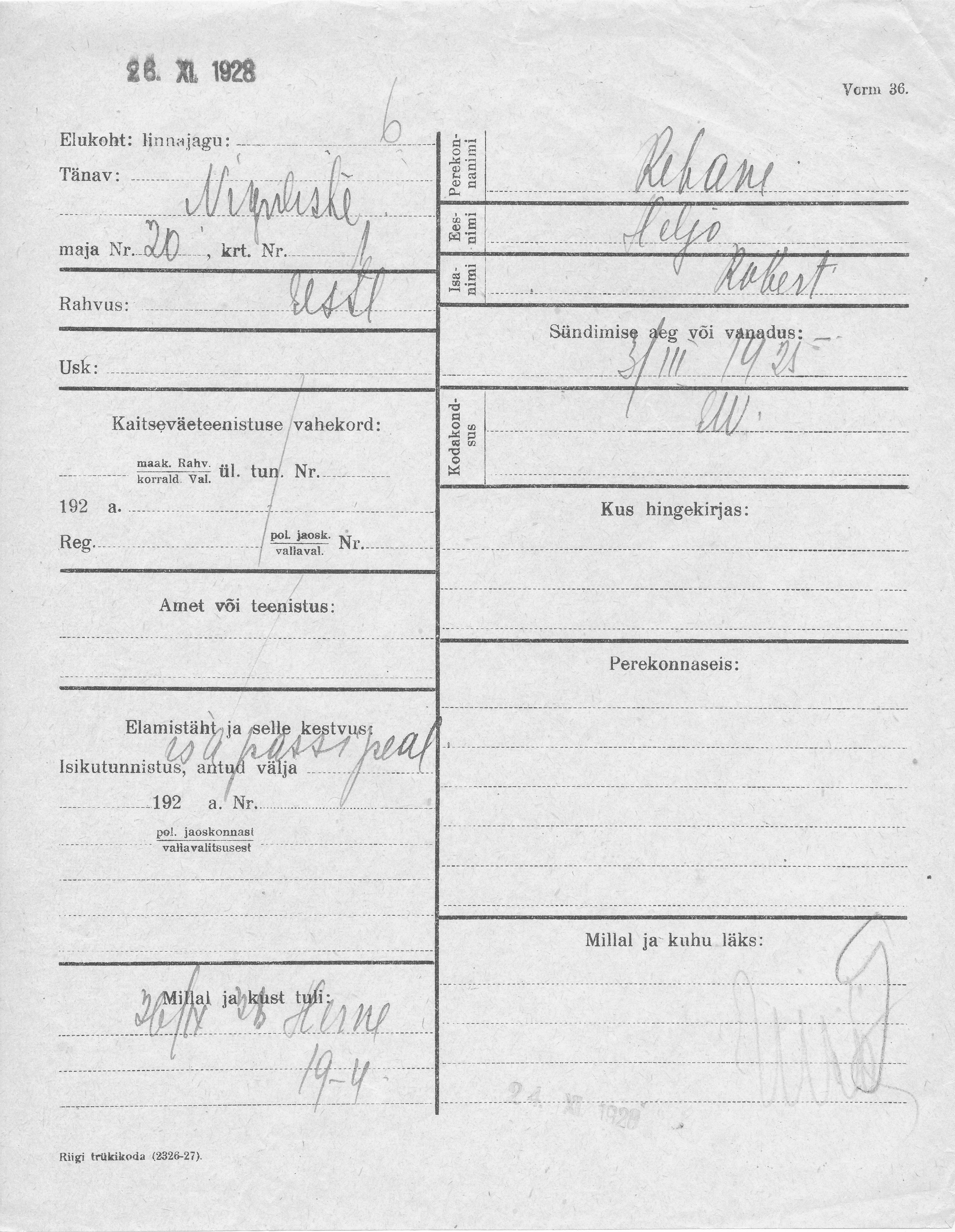 Rebane, Heljo, Robert