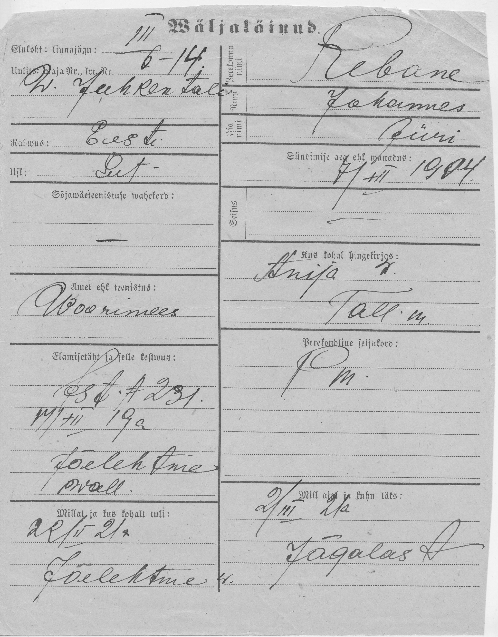 Rebane, Johannes, Jüri