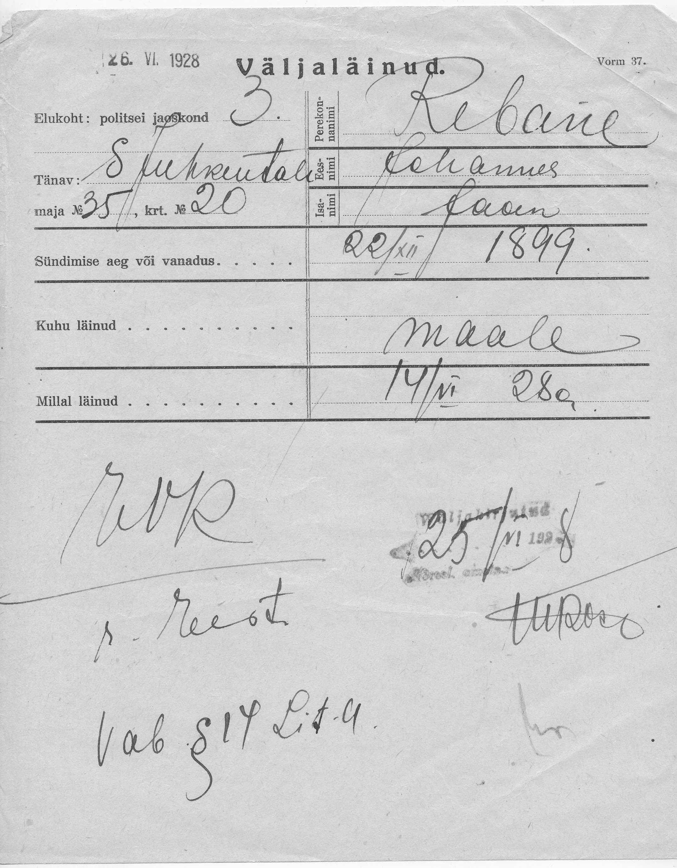 Rebane, Johannes, Jaan