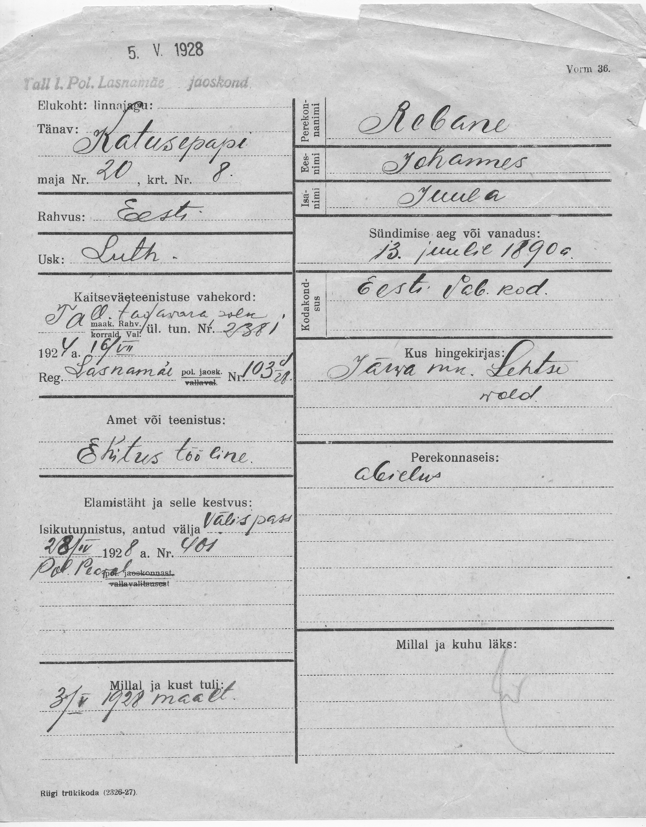 Rebane, Johannes, Juula