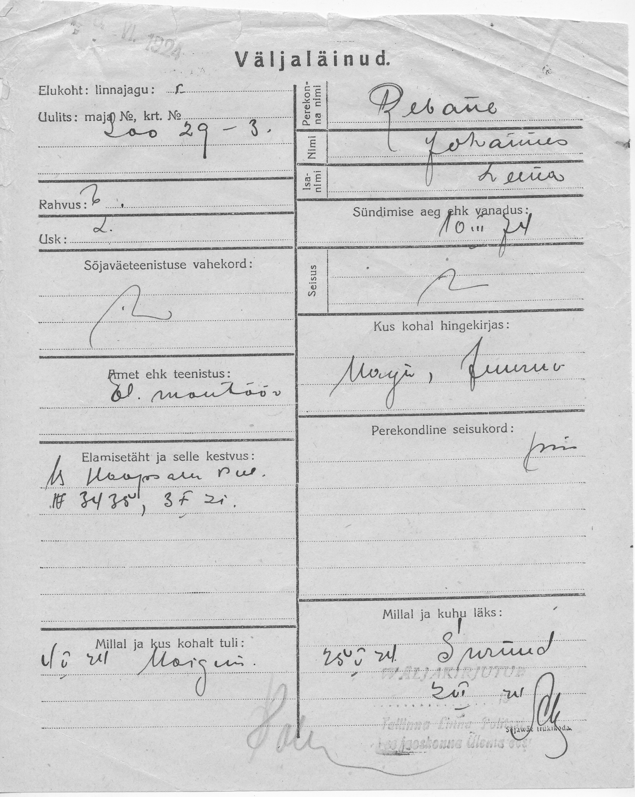 Rebane, Johannes, Leena