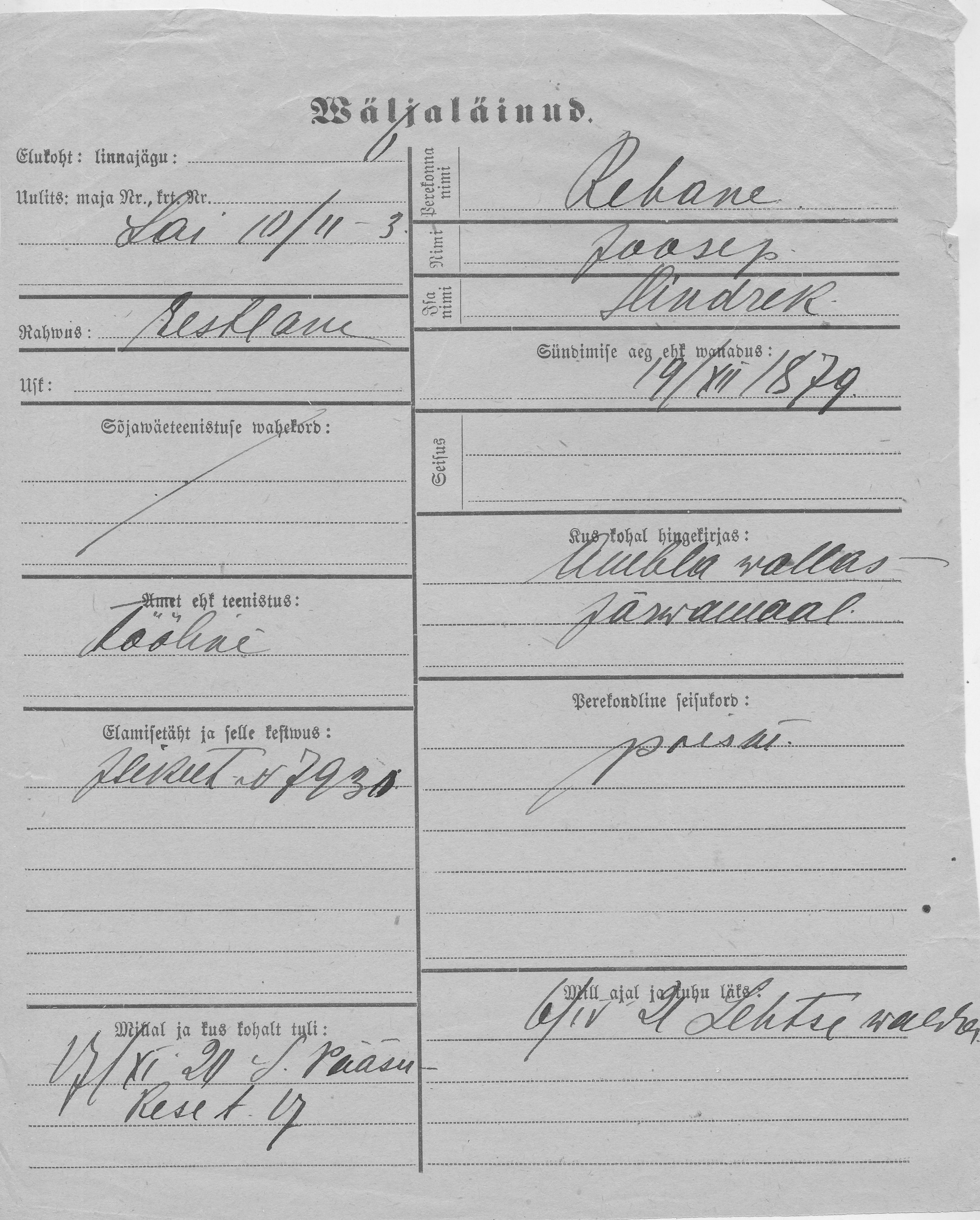 Rebane, Joosep, Hindrek