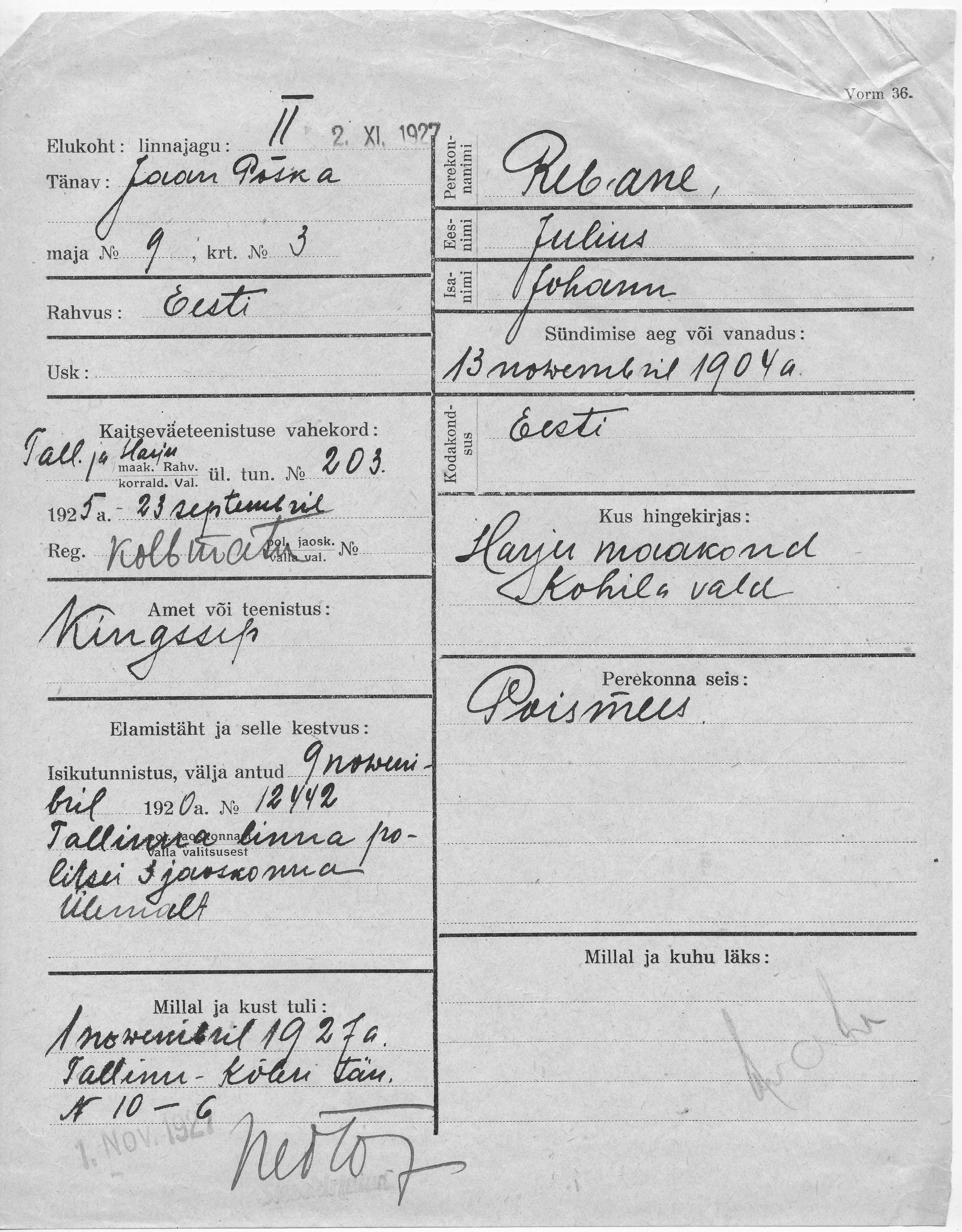 Rebane, Julius, Johann