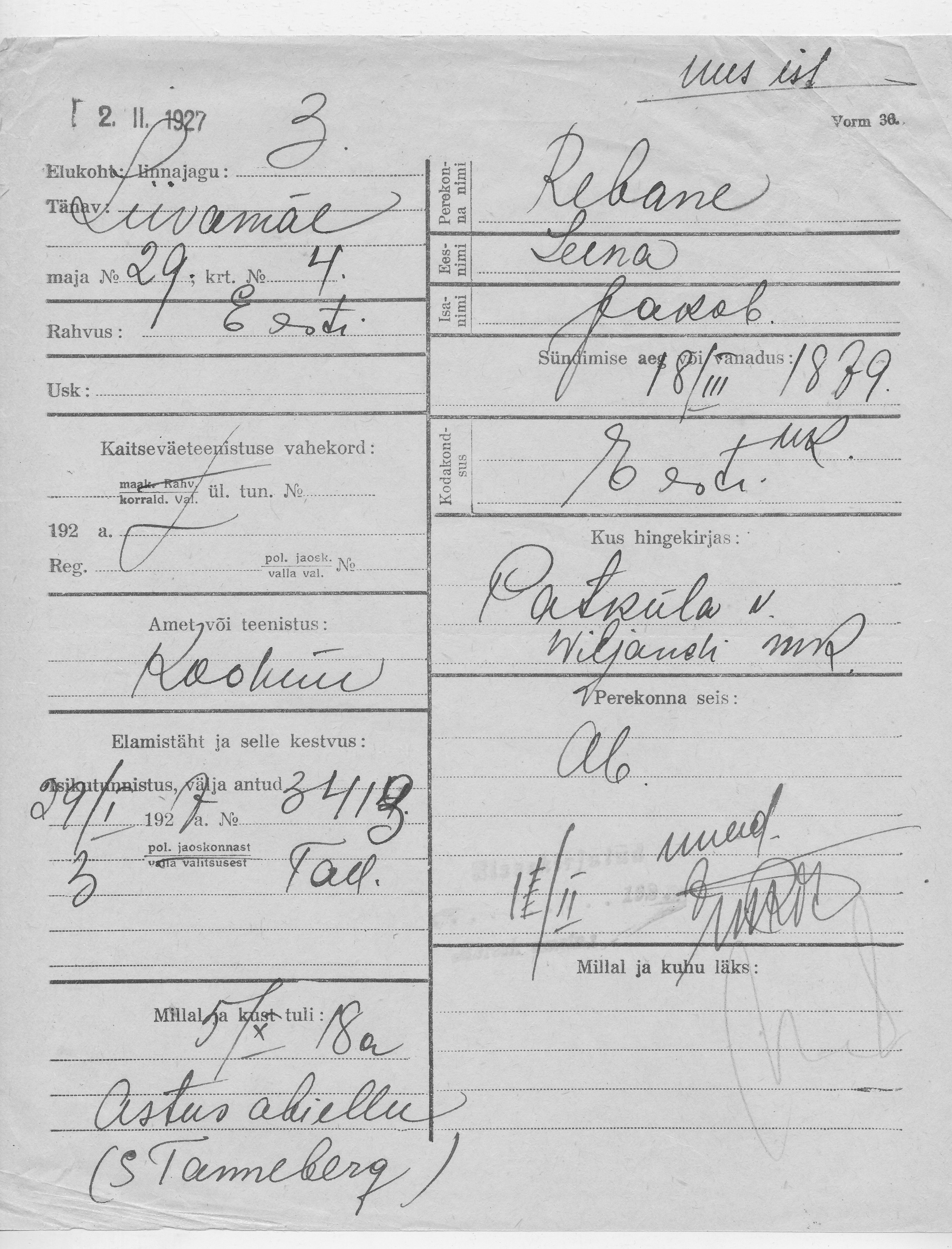 Rebane, Leena, Jakob