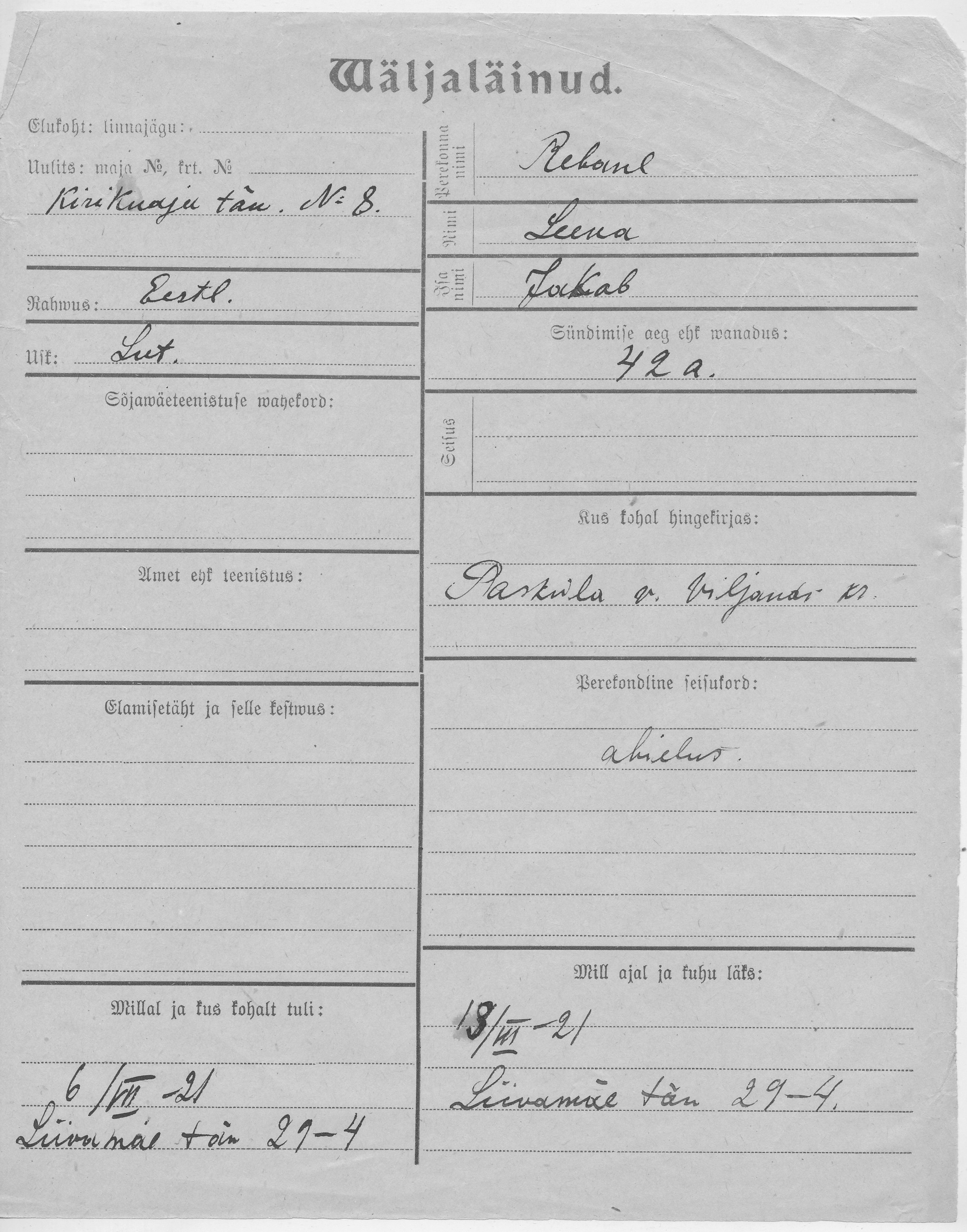 Rebane, Leena, Jakob