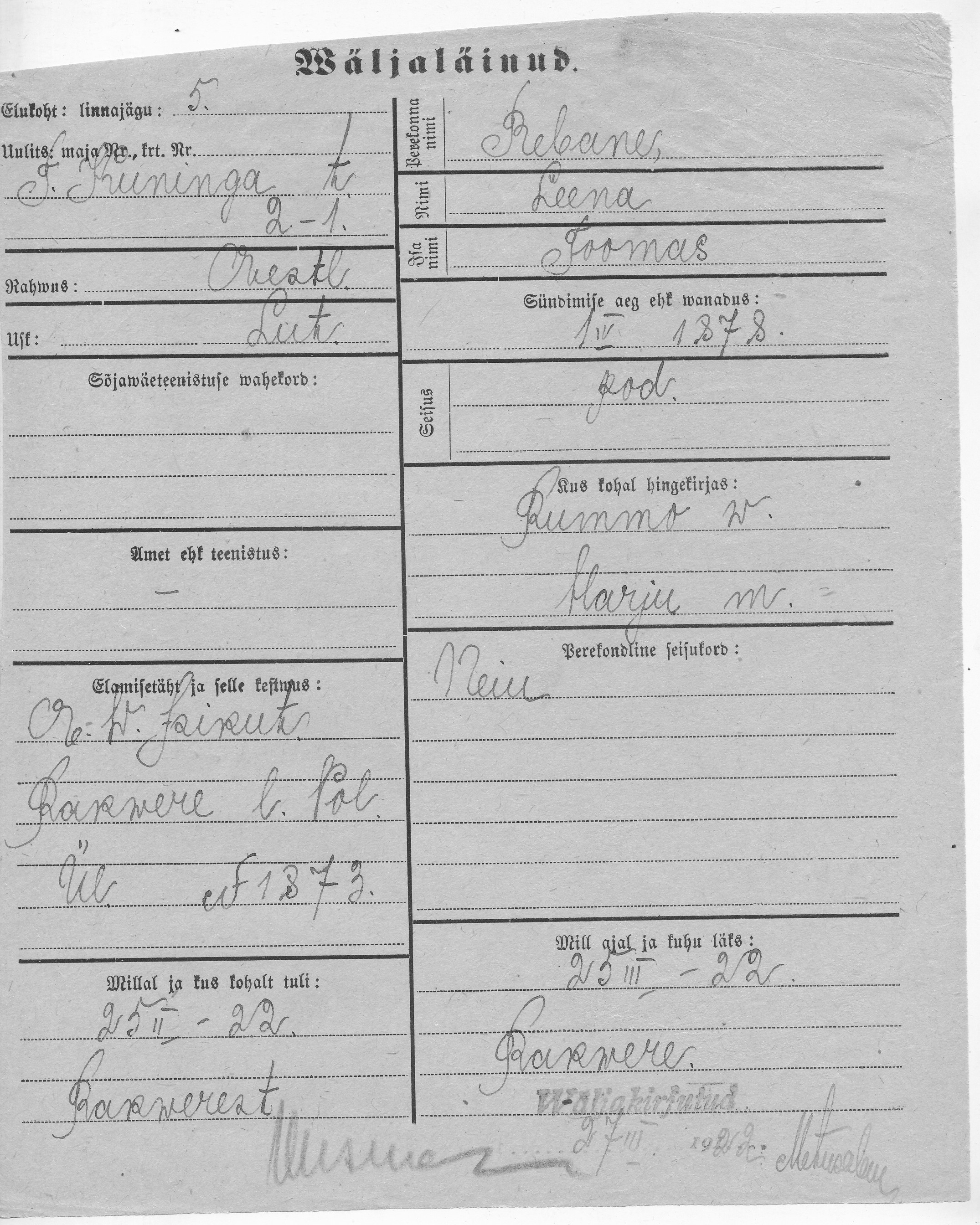 Rebane, Leena, Toomas