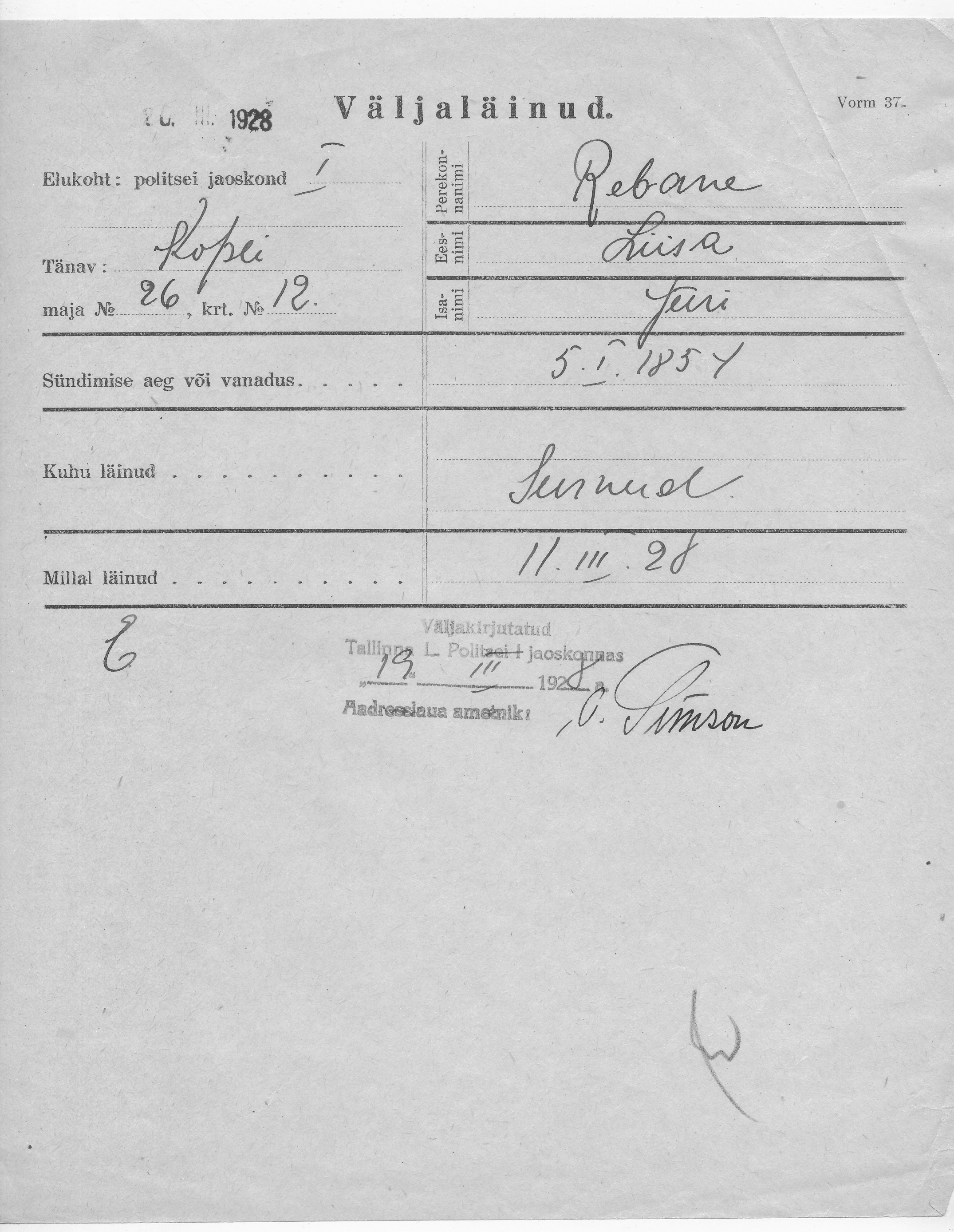 Rebane, Liisa, Jüri