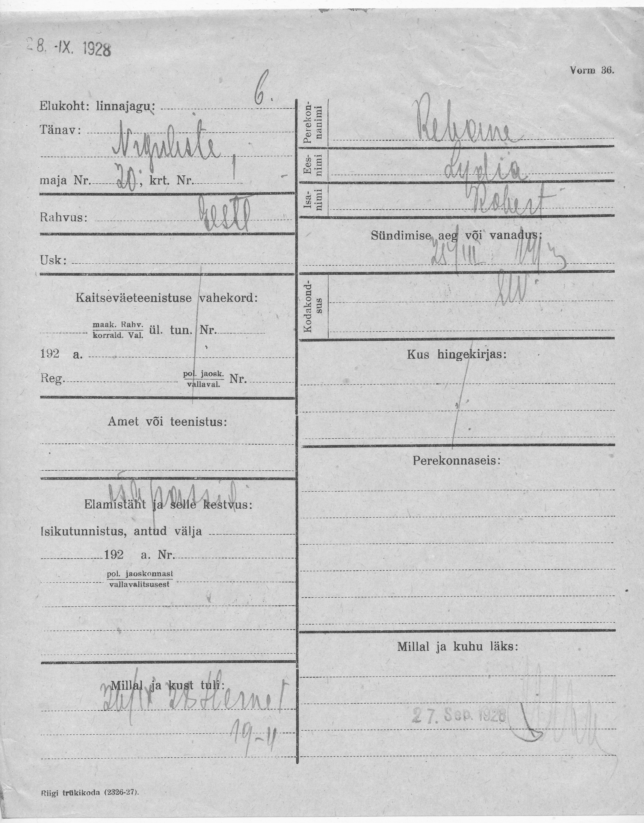 Rebane, Lydia, Robert