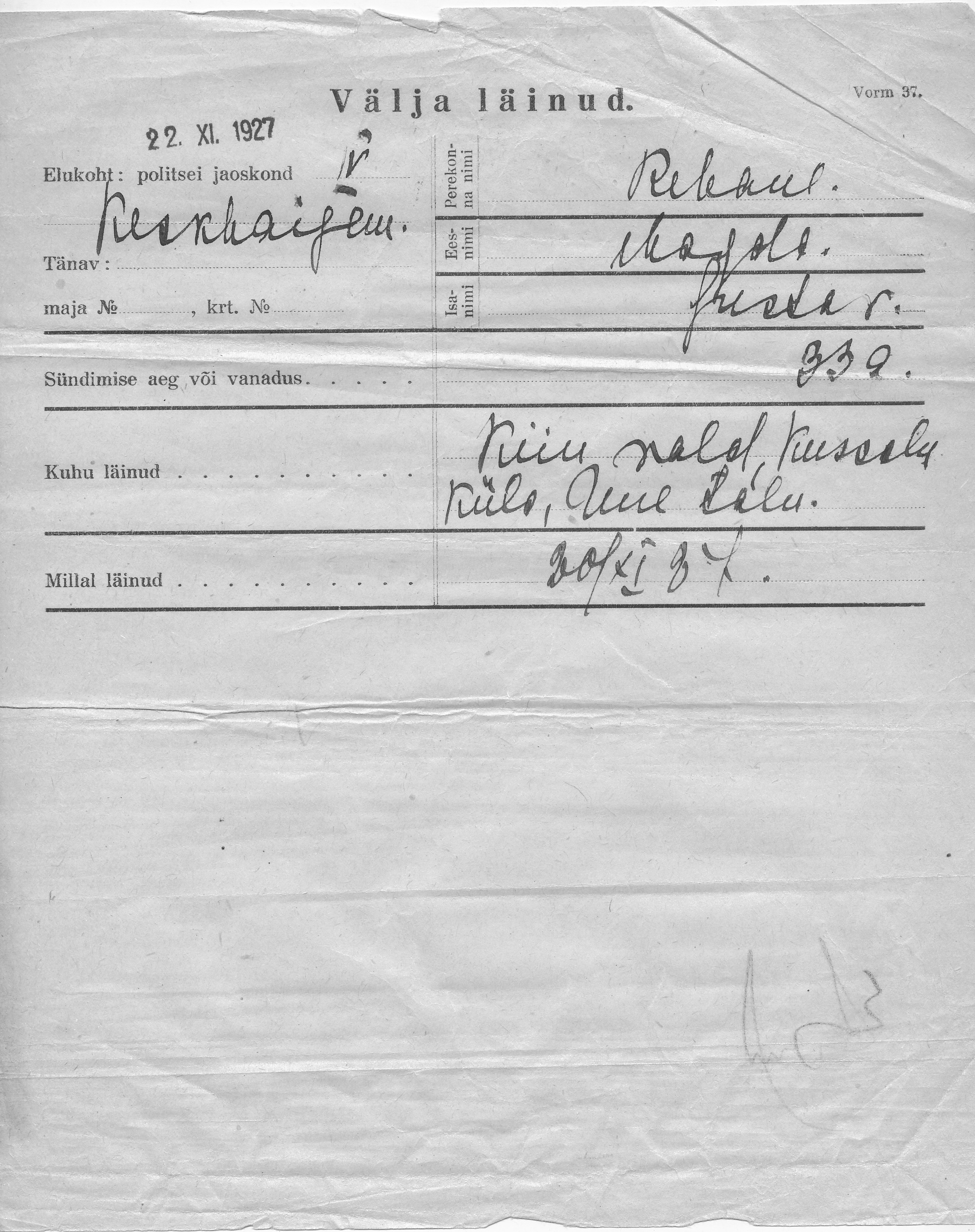 Rebane, Magda, Gustav