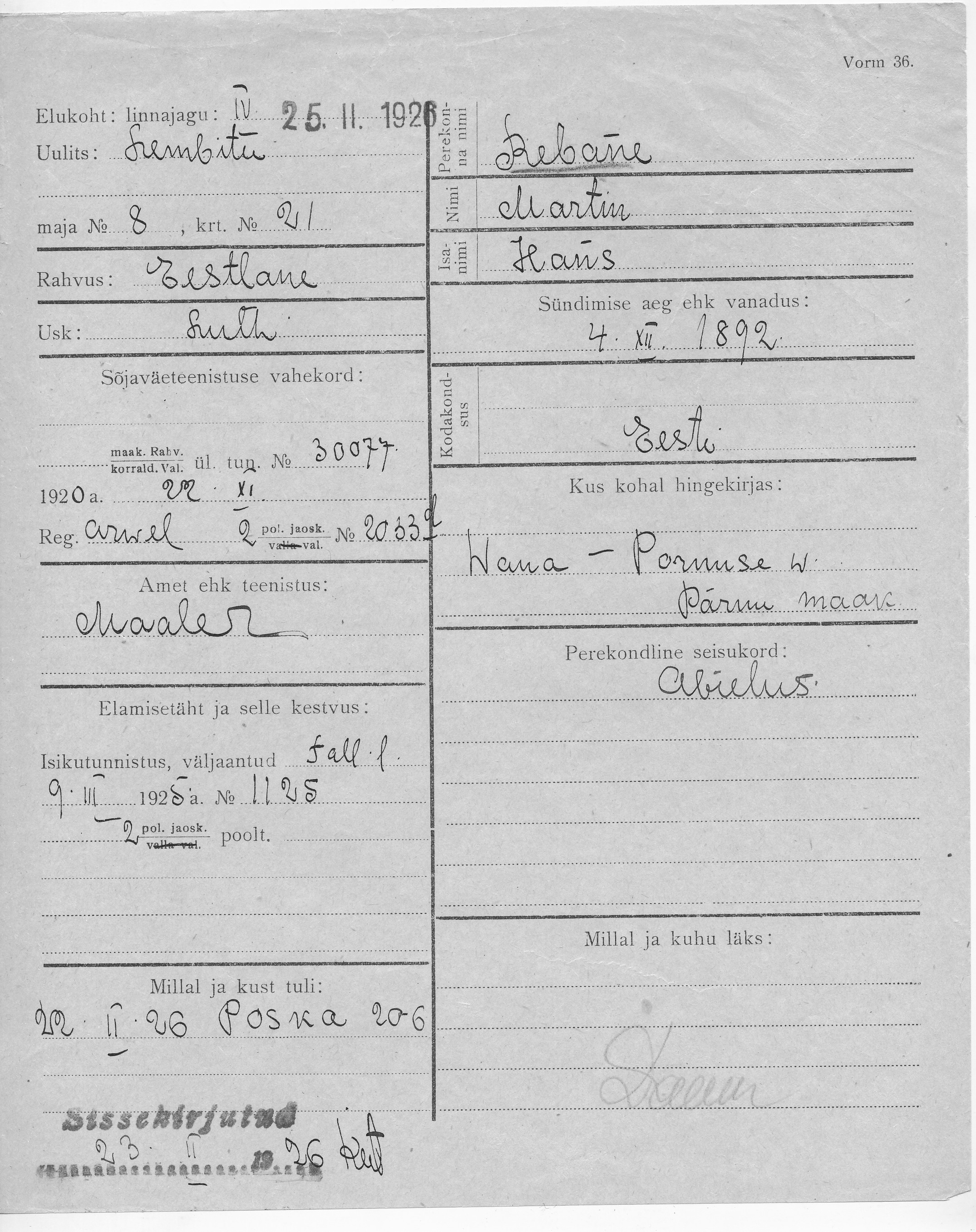 Rebane, Martin, Hans