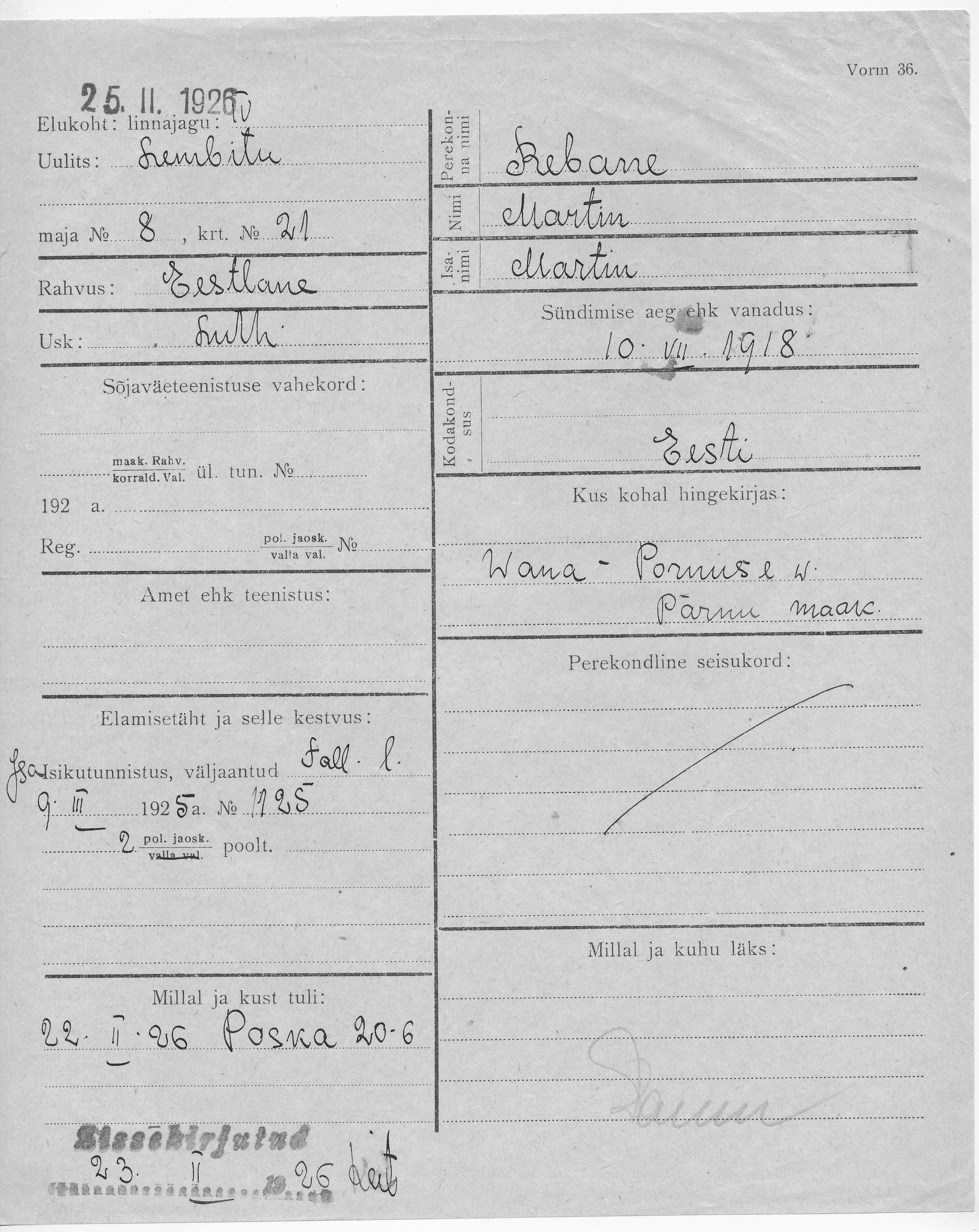 Rebane, Martin, Martin