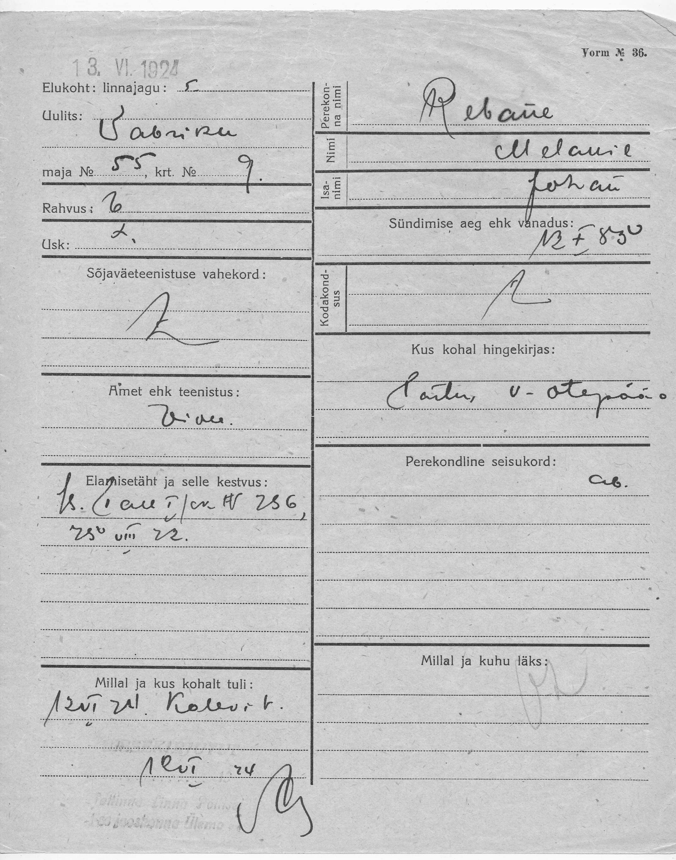 Rebane, Melanie, Johan