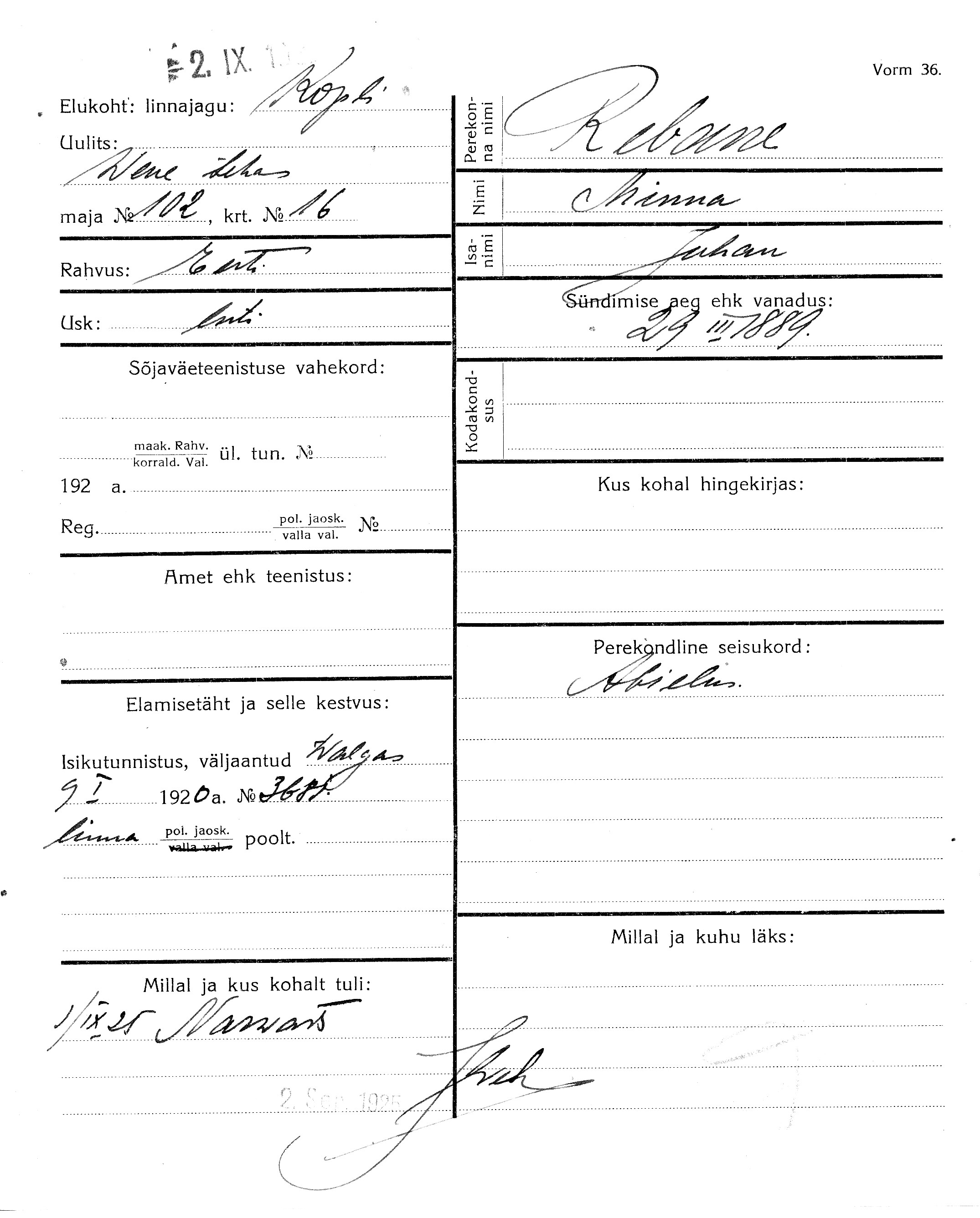 Rebane, Minna, Juhan