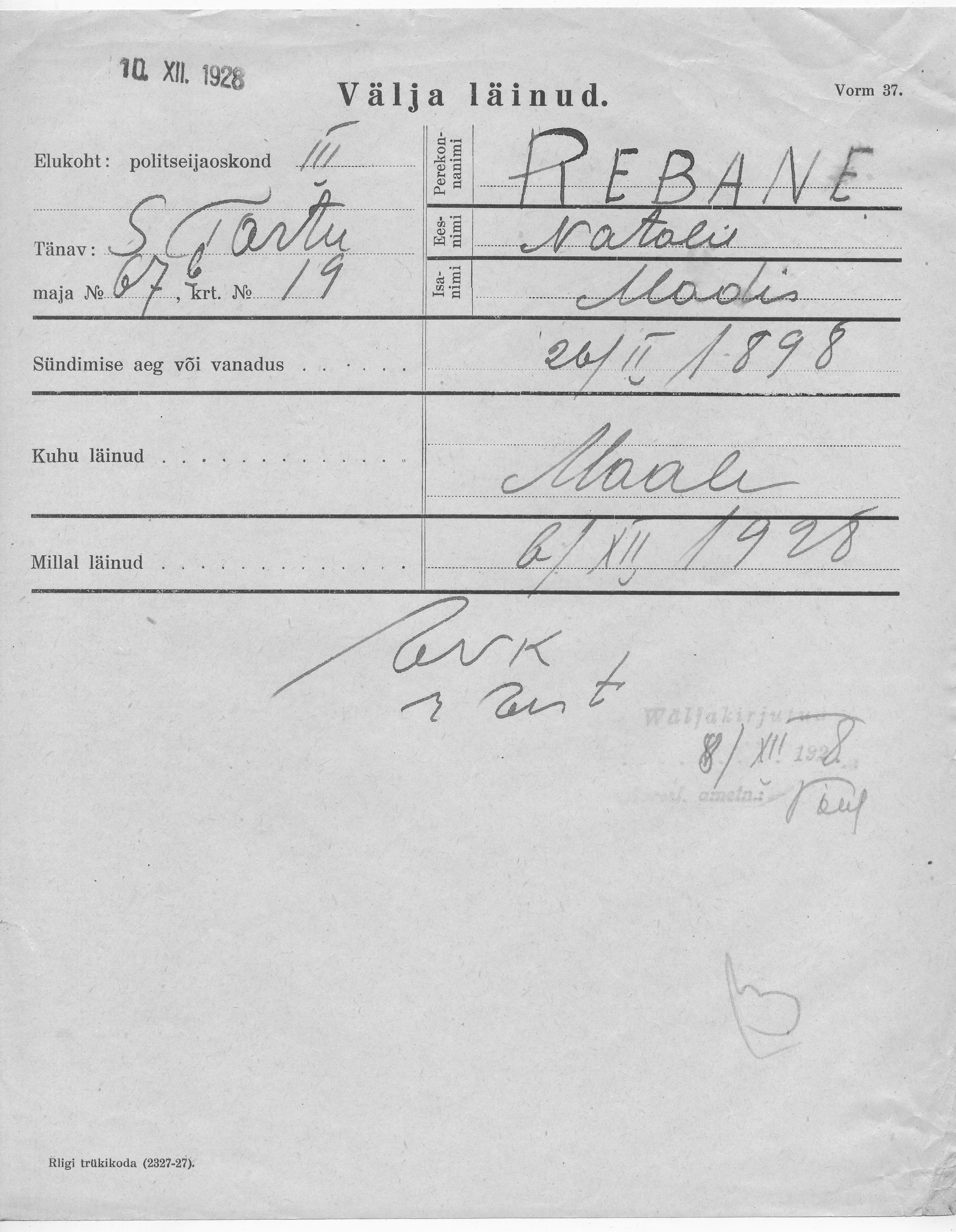 Rebane, Natalie, Madis