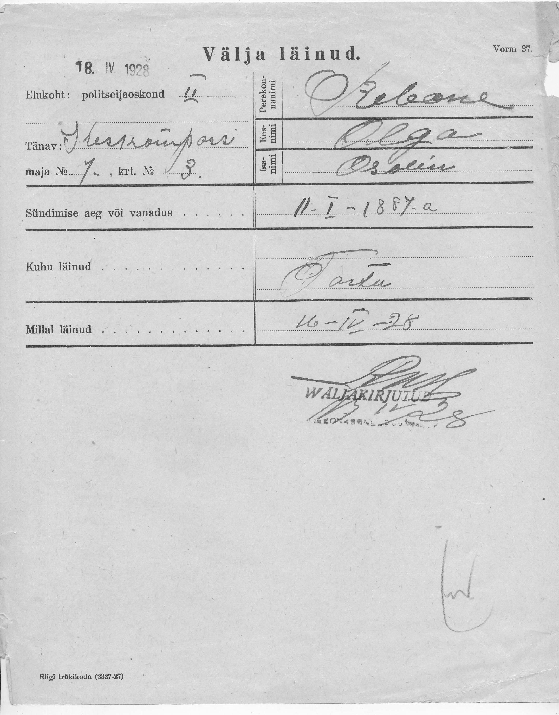 Rebane, Olga, Osolin