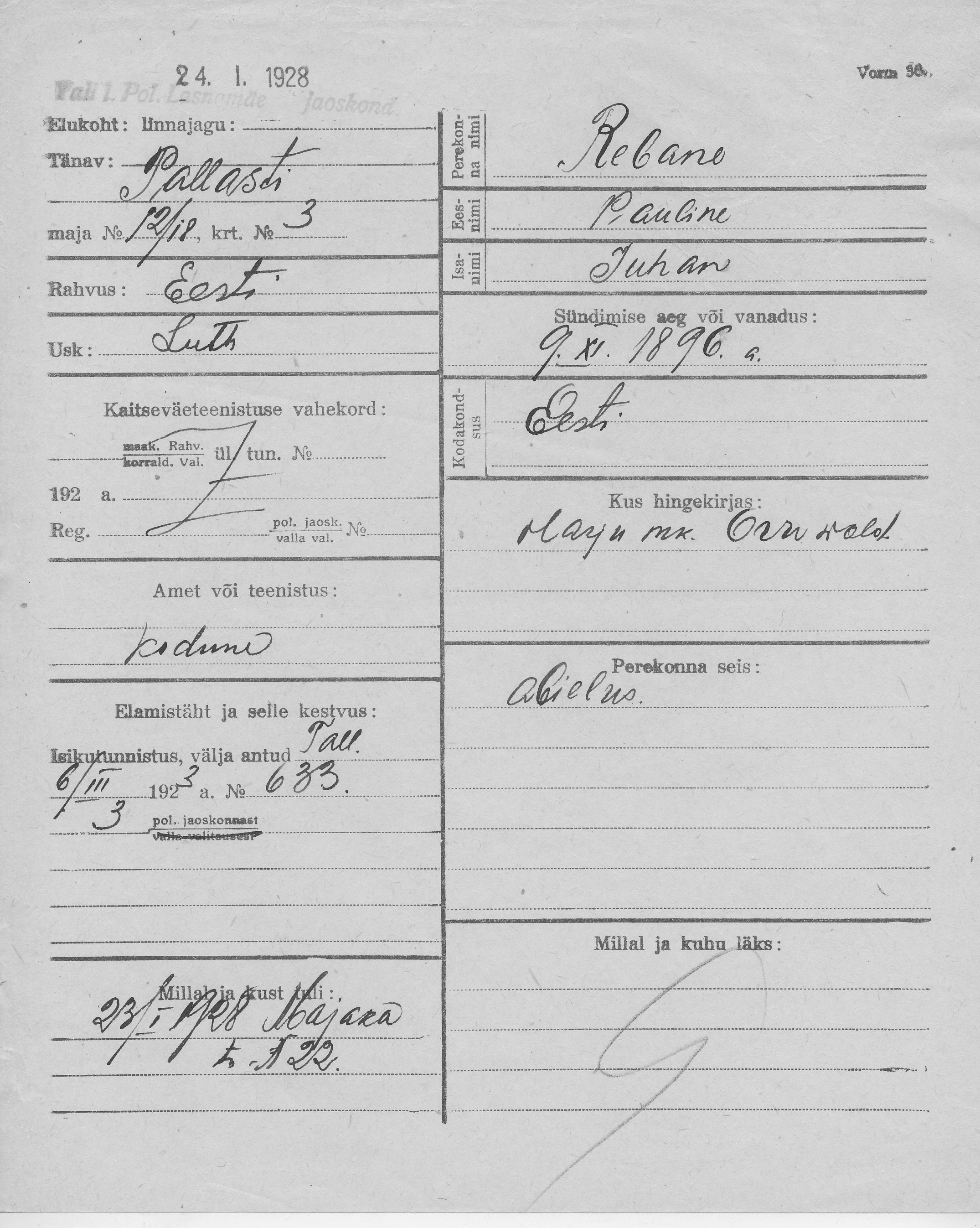 Rebane, Pauline, Juhan