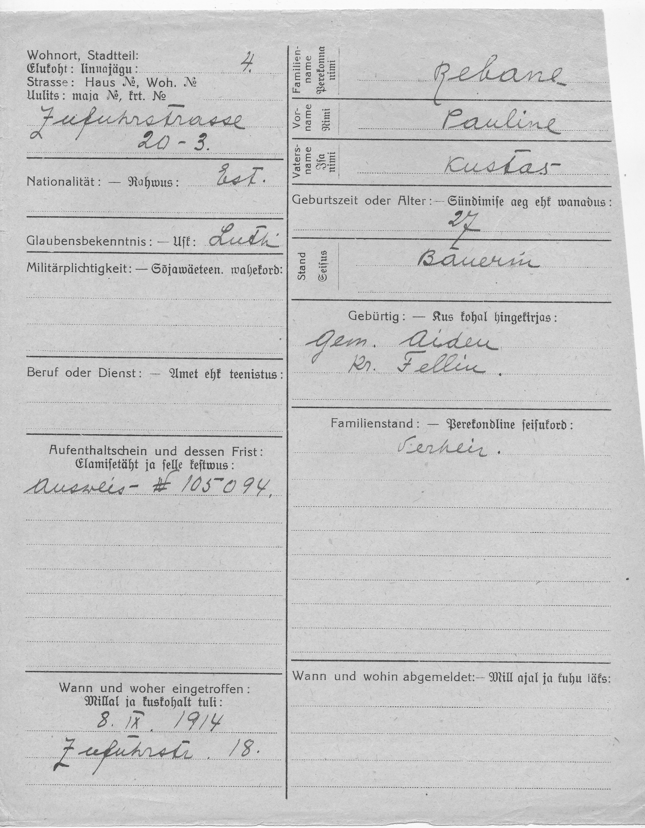 Rebane, Pauline, Kustas