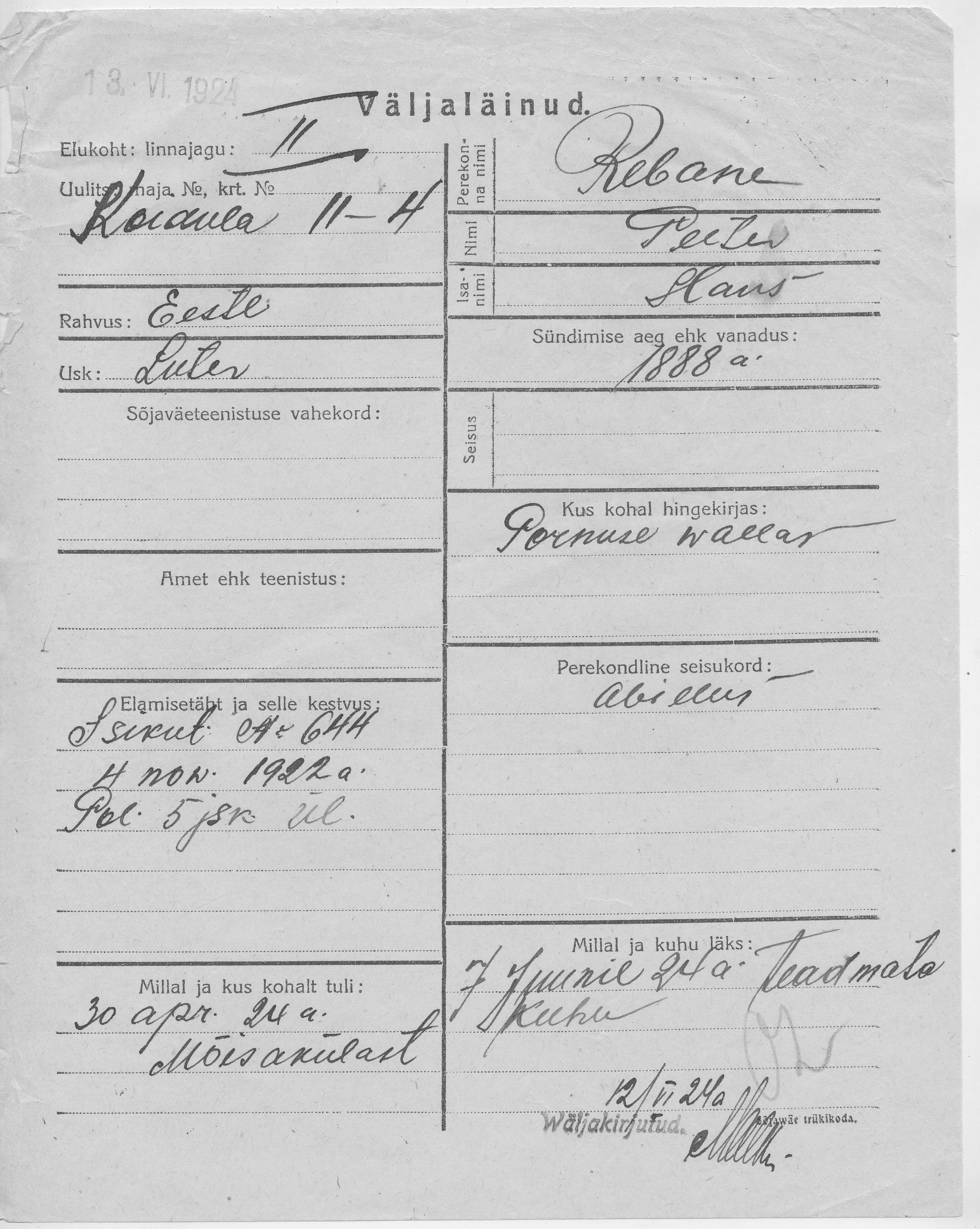 Rebane, Peeter, Hans