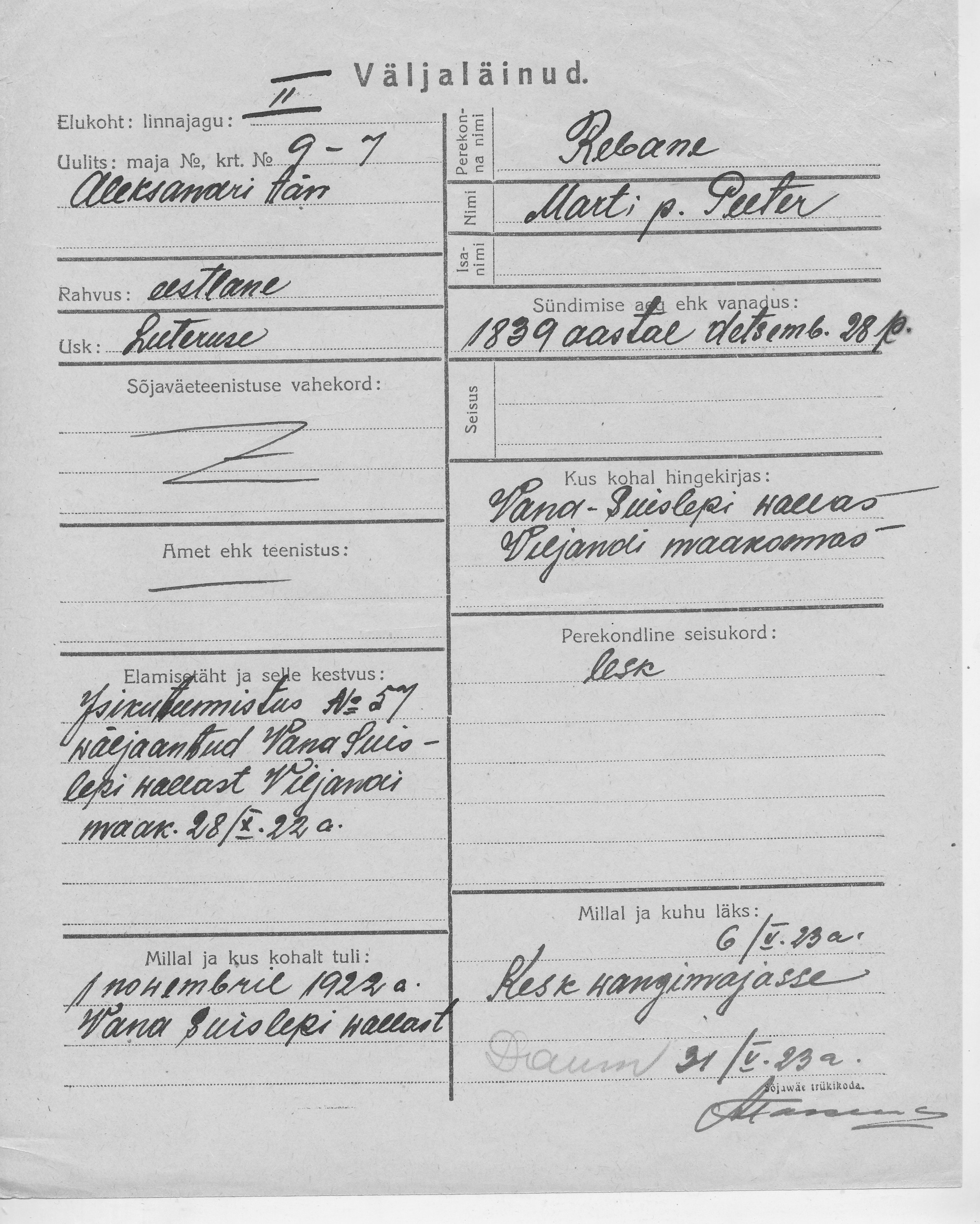 Rebane, Peeter, Mart