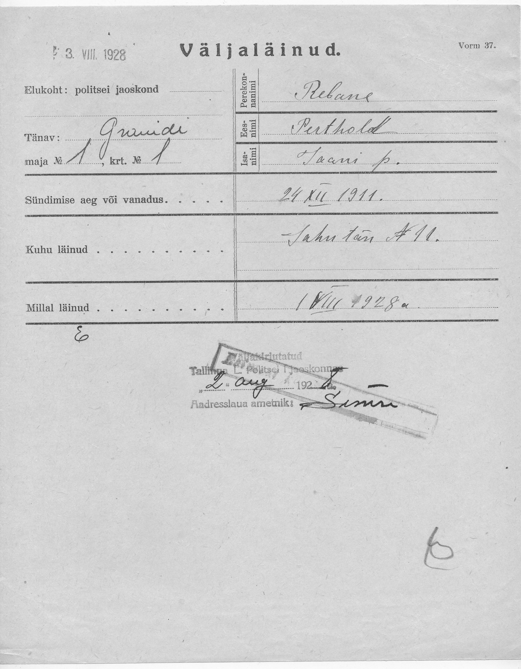 Rebane, Perthold, Jaan