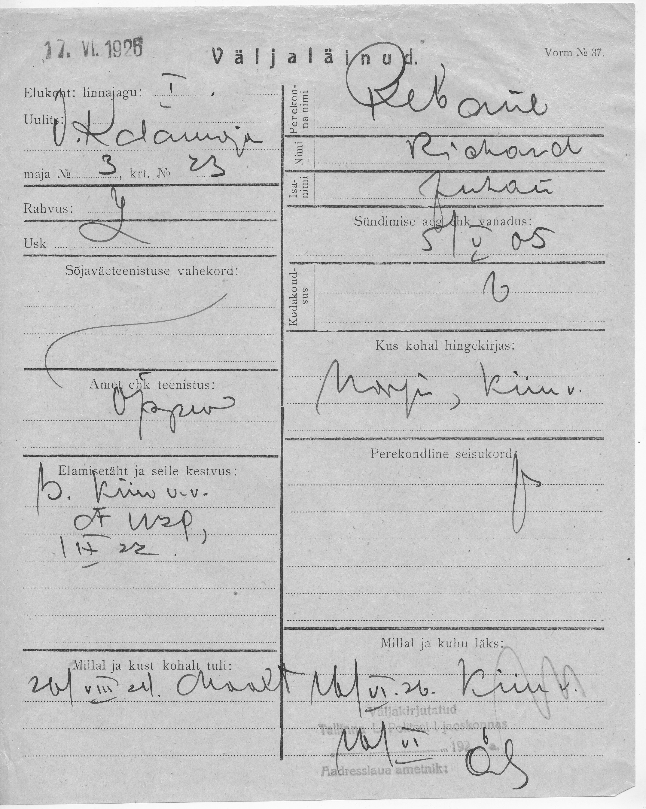 Rebane, Richard, Juhan