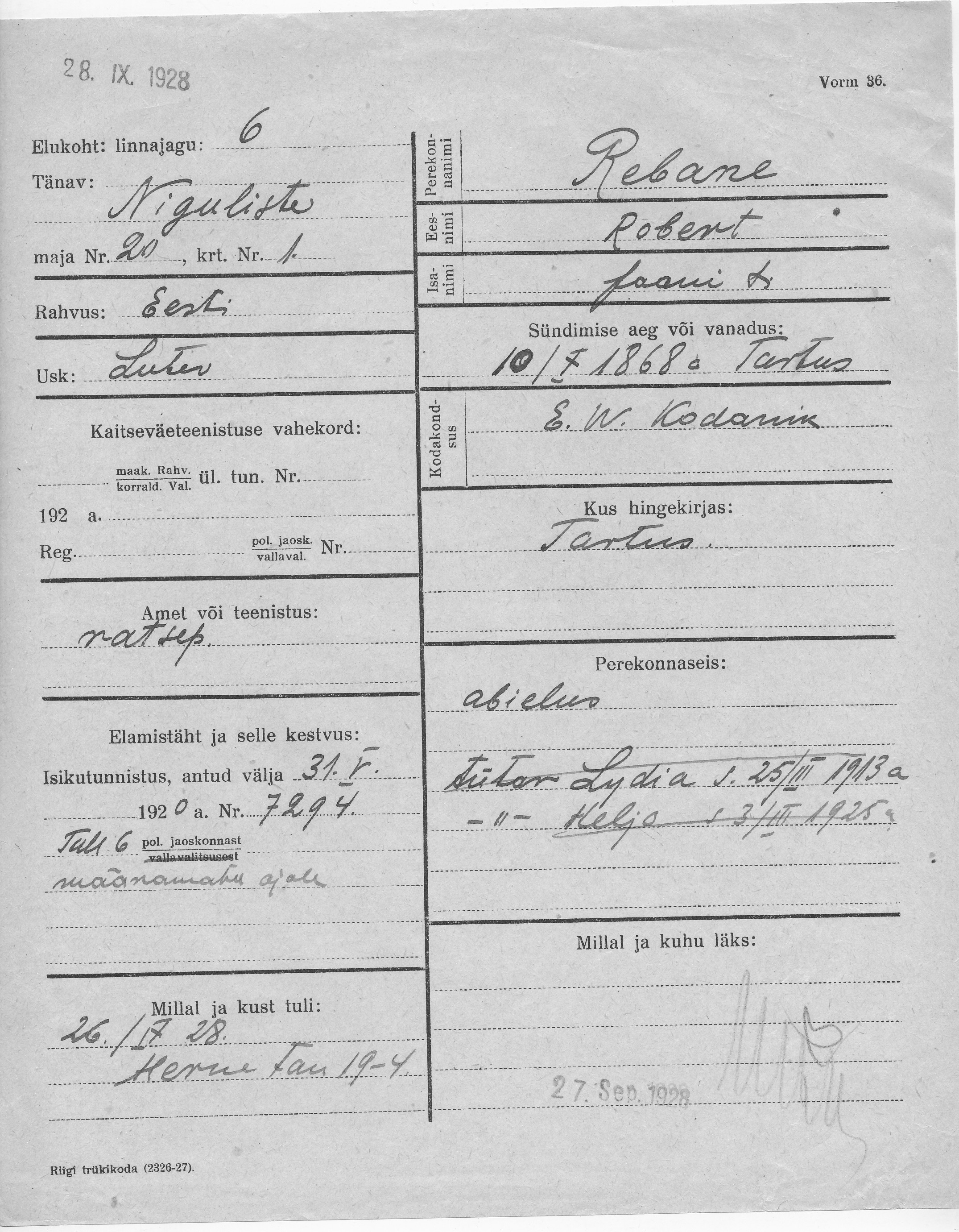 Rebane, Robert, Jaan