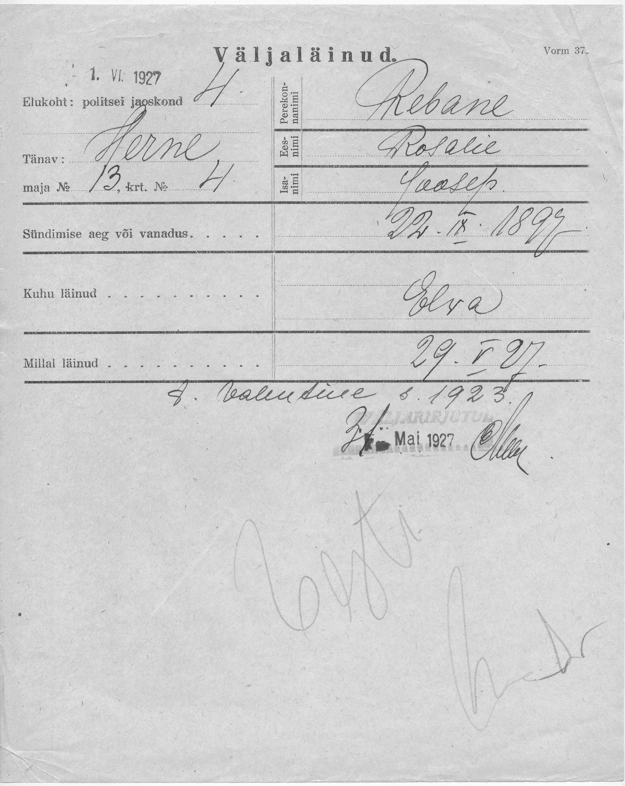 Rebane, Rosalie, Joosep