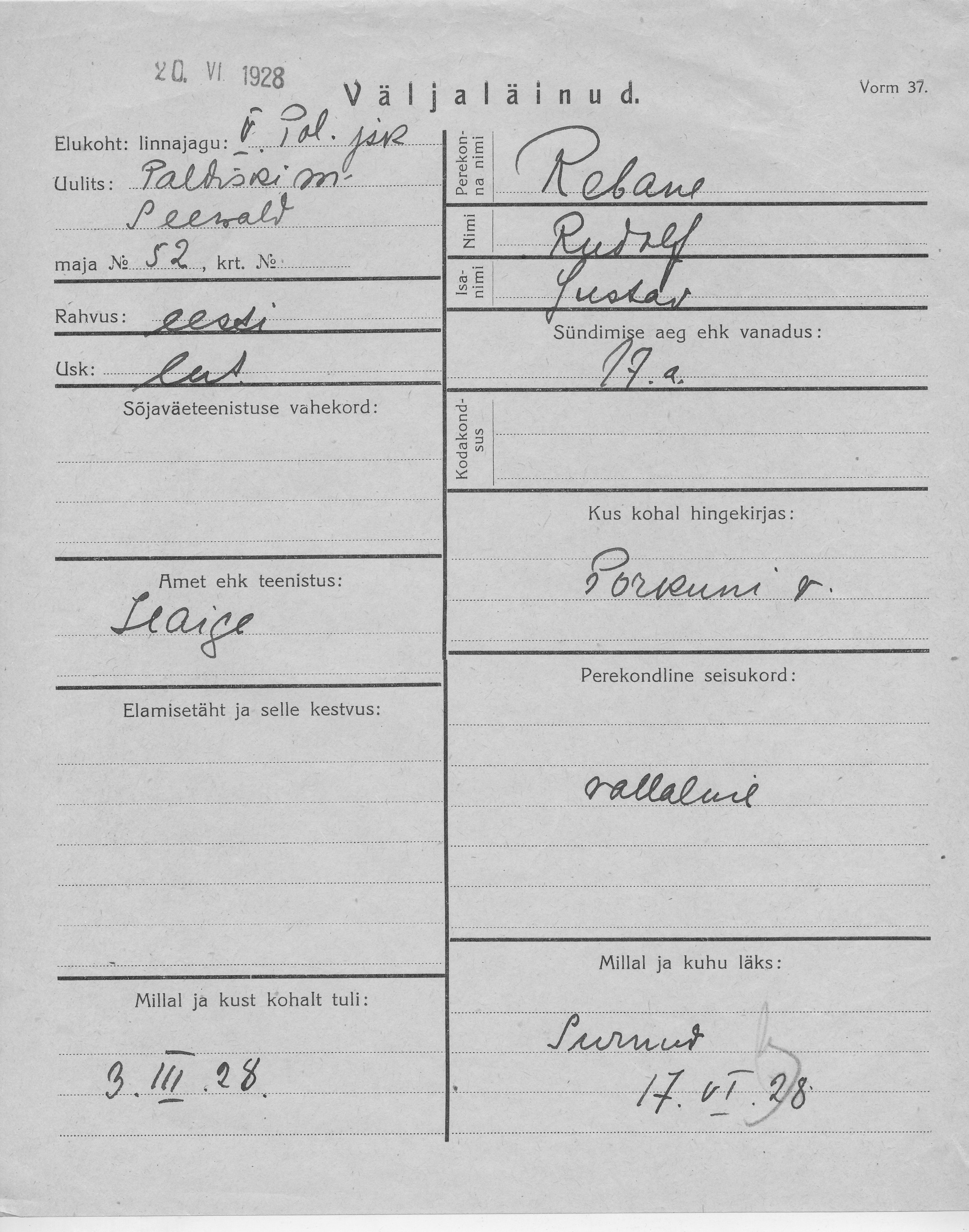 Rebane, Rudolf, Gustav