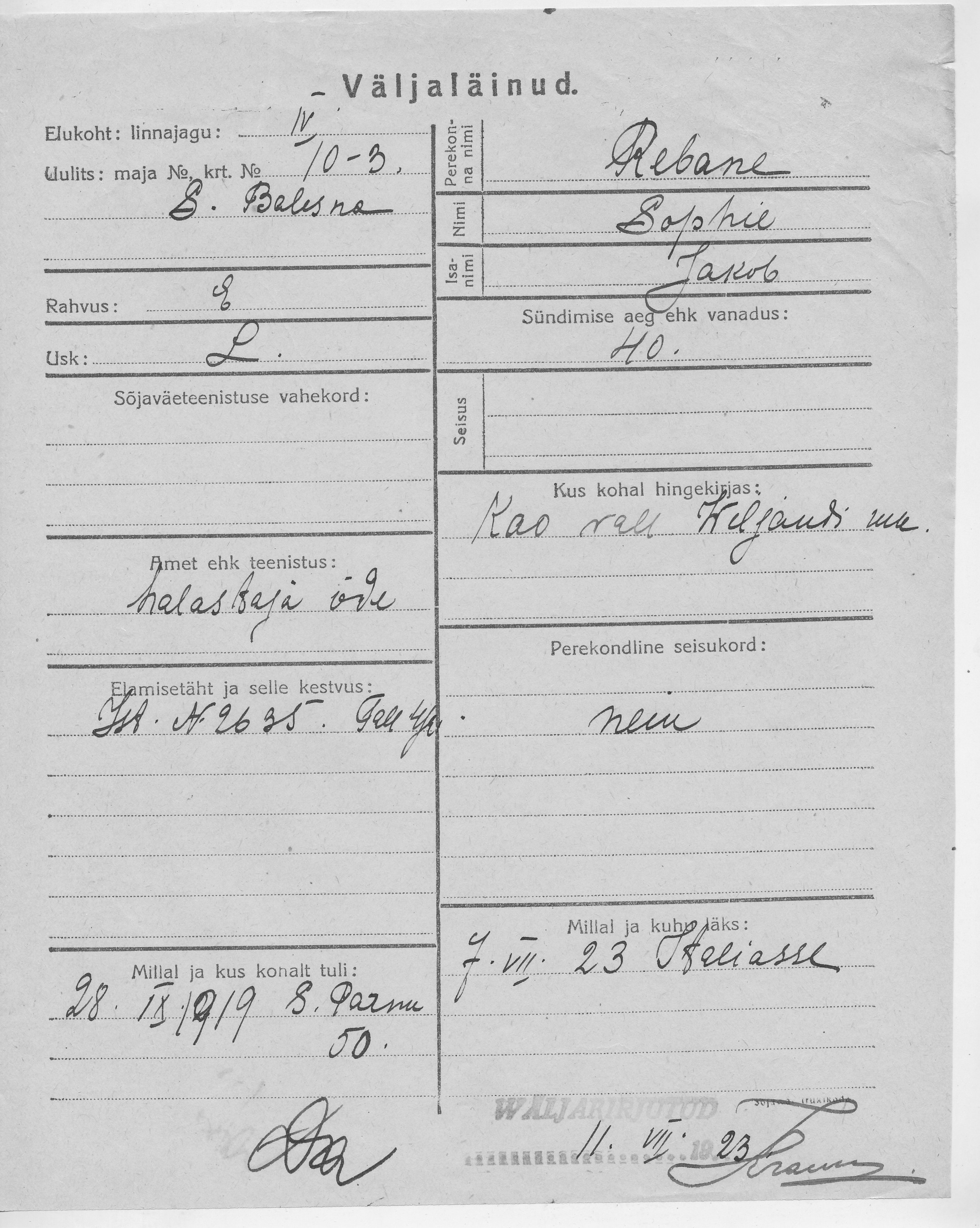 Rebane, Sophie, Jakob