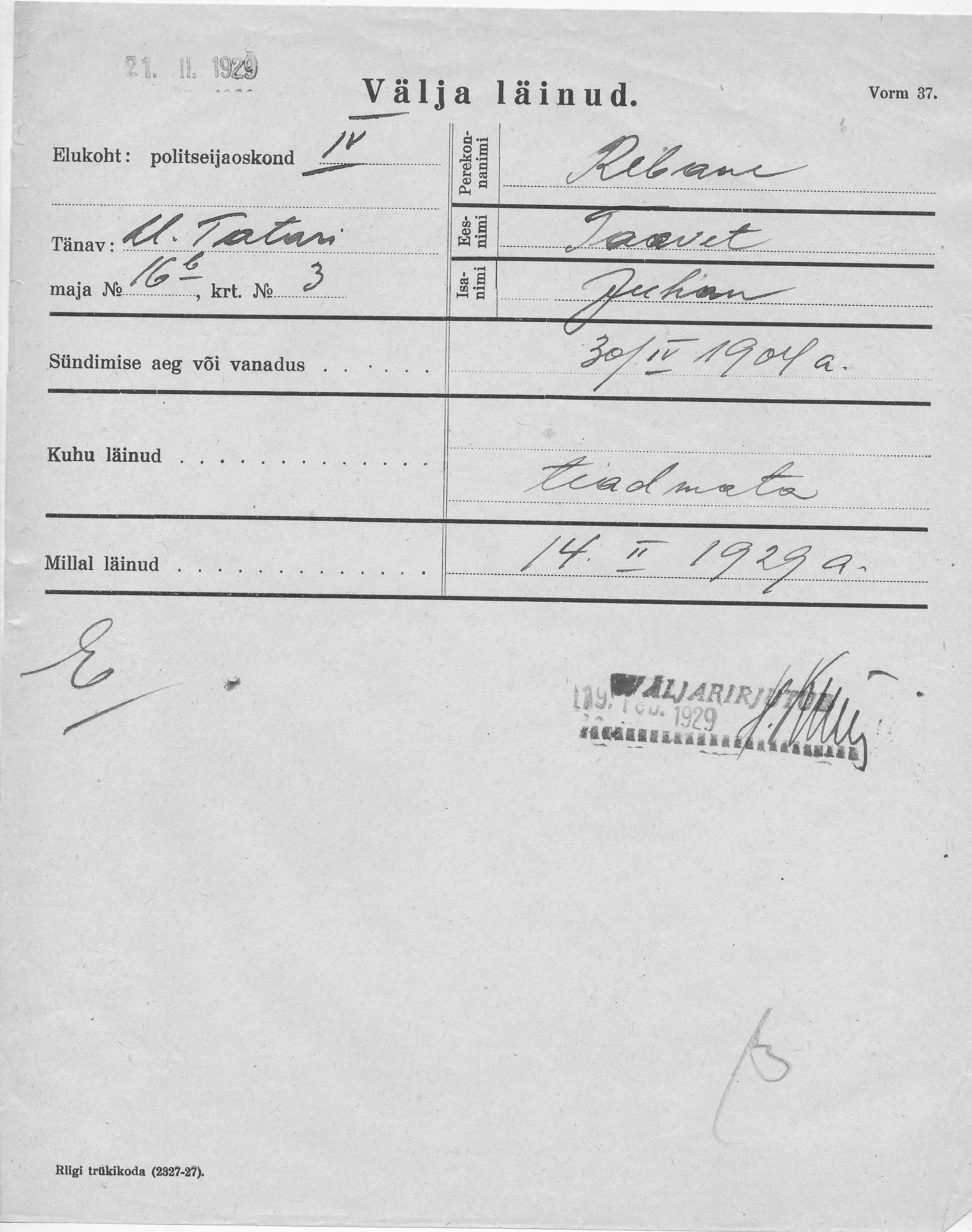 Rebane, Taavet, Juhan