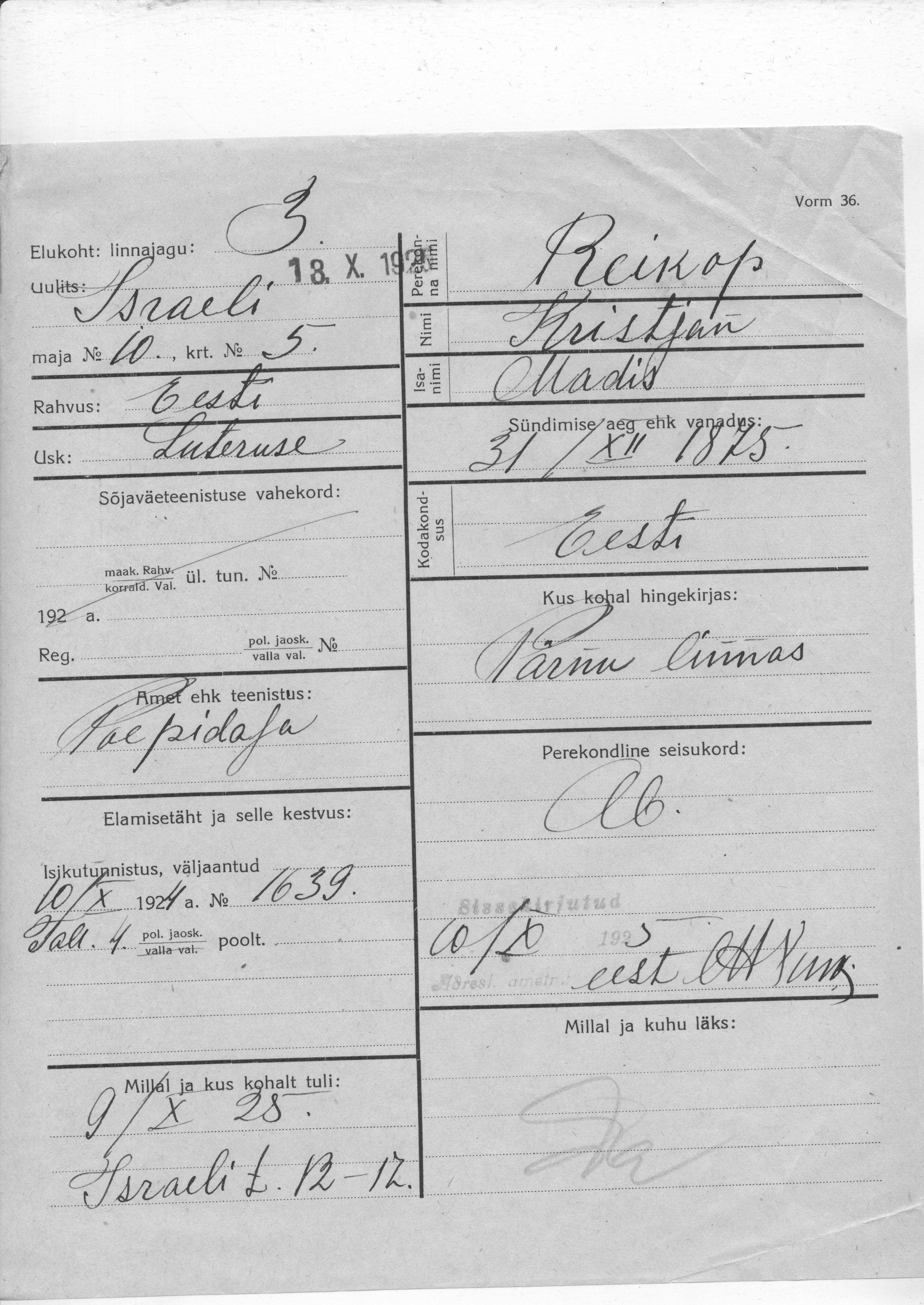 Reikop, Kristjan, Madis